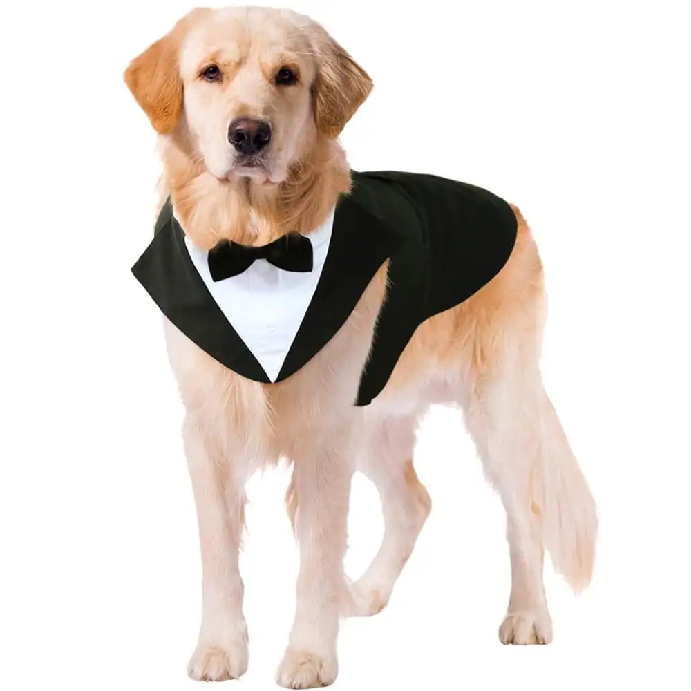 Dog Tuxedo Dog Suit and Bandana Set. Dogs Tuxedo Wedding Party Suit. Dog Prince Wedding Bow Tie Shirt Formal Dog Weeding Attire for Various Dogs - S