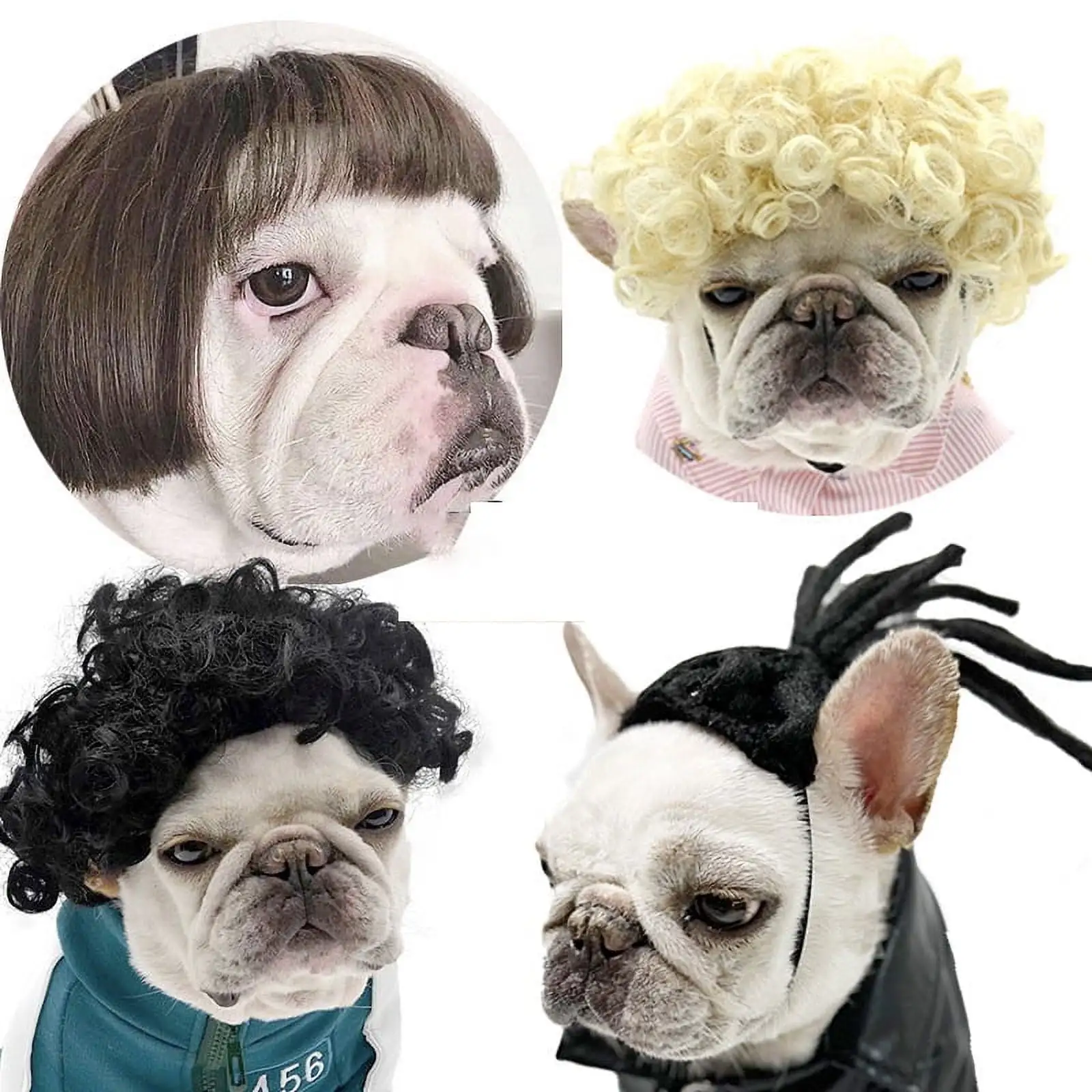 Dog Wig Pet Costumes. Cat Costume Synthetic Accessories Small Dog Headwear for Halloween Christmas Eve Festival Party Decor. Head Wear Apparel Toy