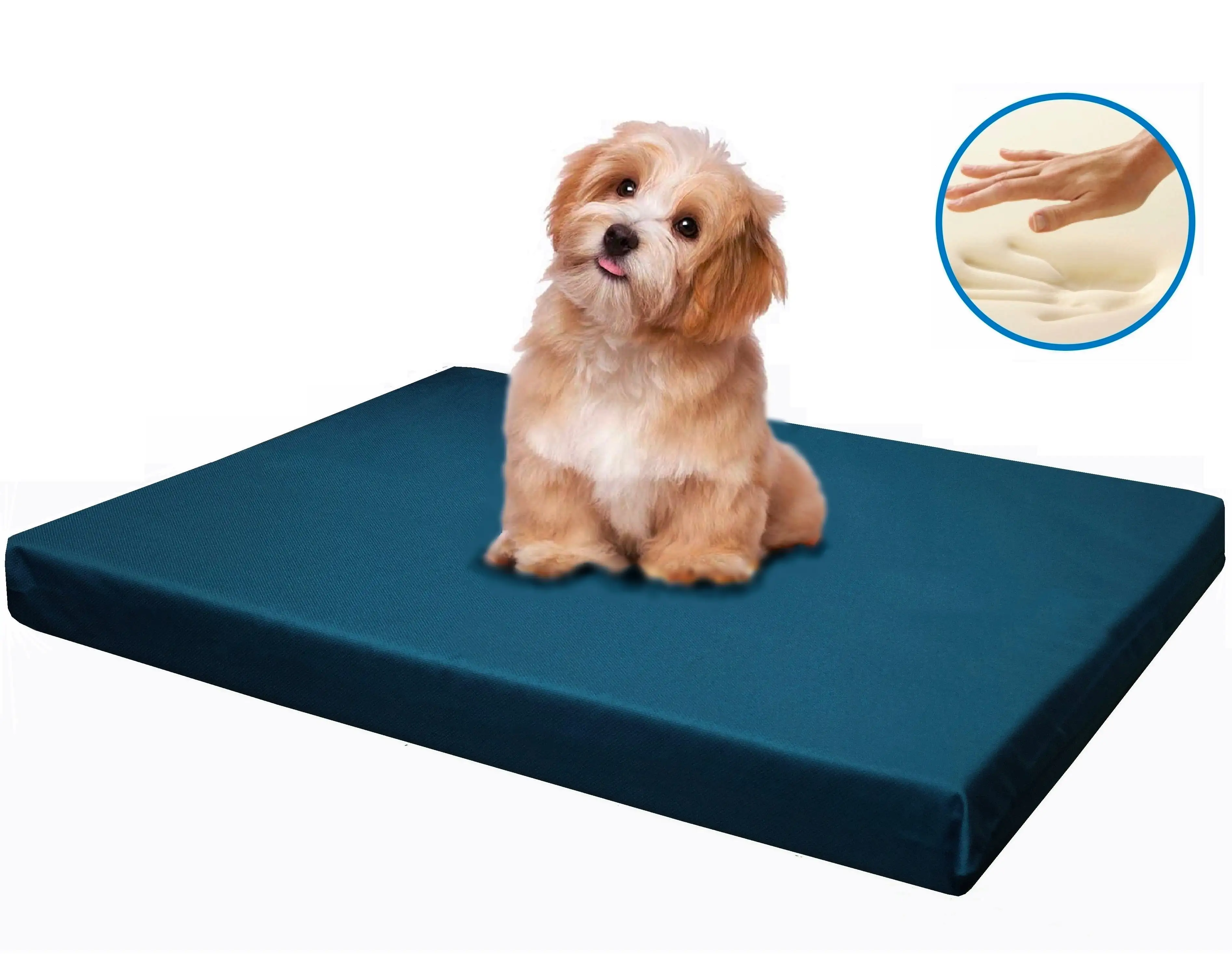 Dogbed4less Memory Foam Platform 42x28x3 Dog Bed. Crate Mattress with Pacific Blue Waterproof Removable Cover