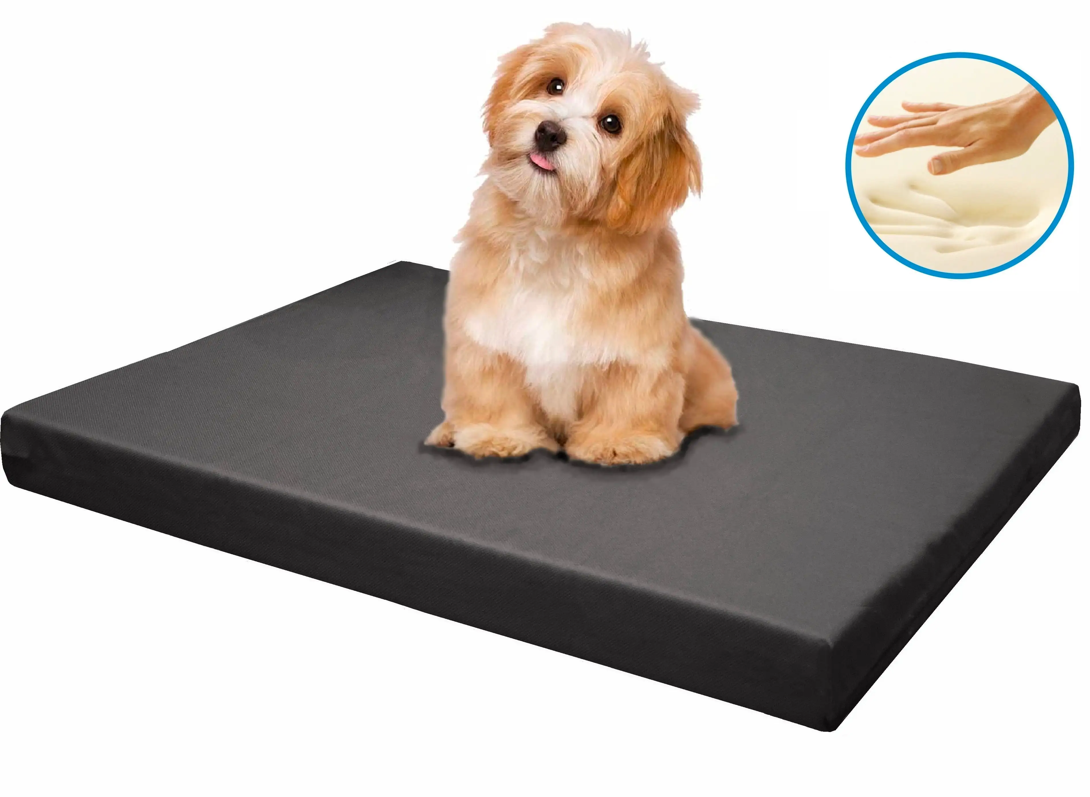 Dogbed4less Memory Foam Platform 42x28x3 Dog Bed. Crate Mattress with Space Gray Waterproof Removable Cover