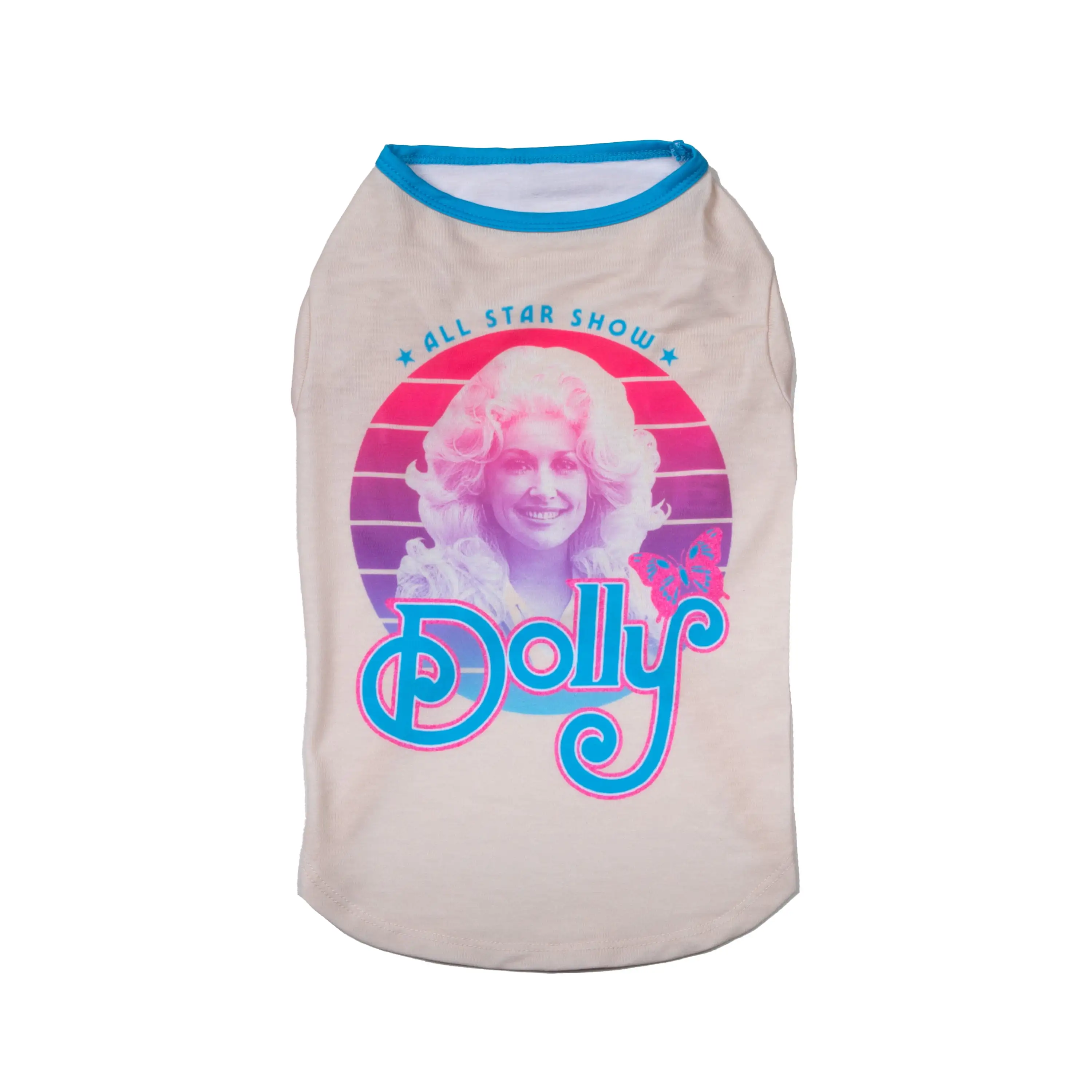 Doggy Parton. Dog Clothes. All-Star Show Dolly Dog T-Shirt. White. XS