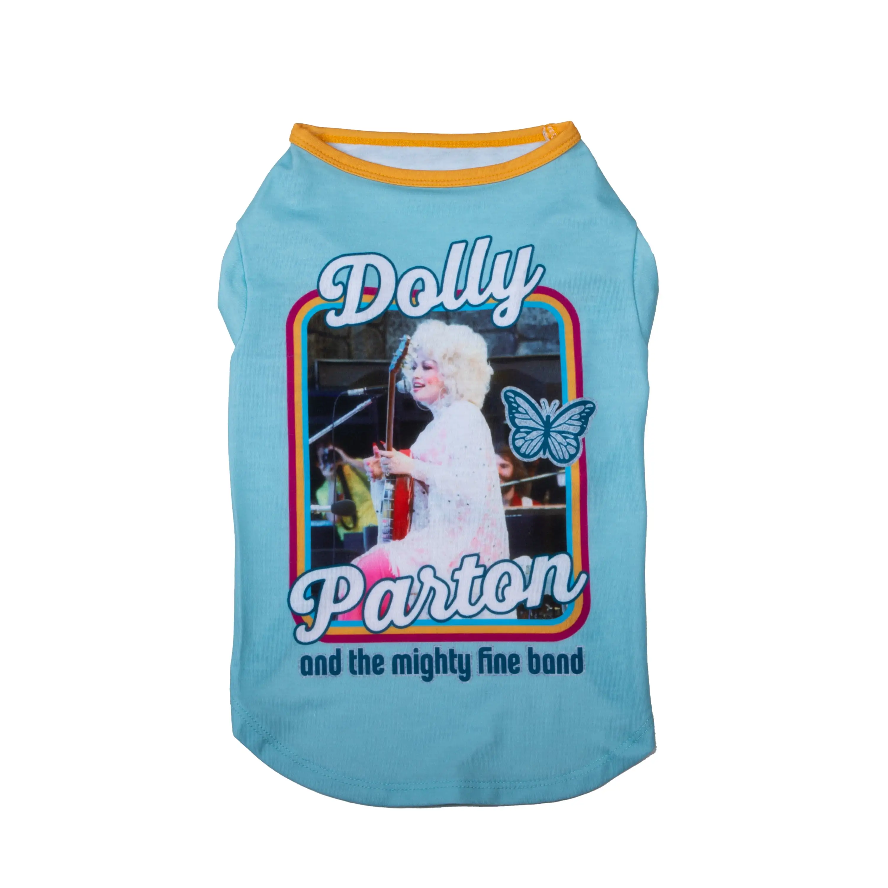 Doggy Parton Dolly & the Band Dog T-Shirt. Blue. XS