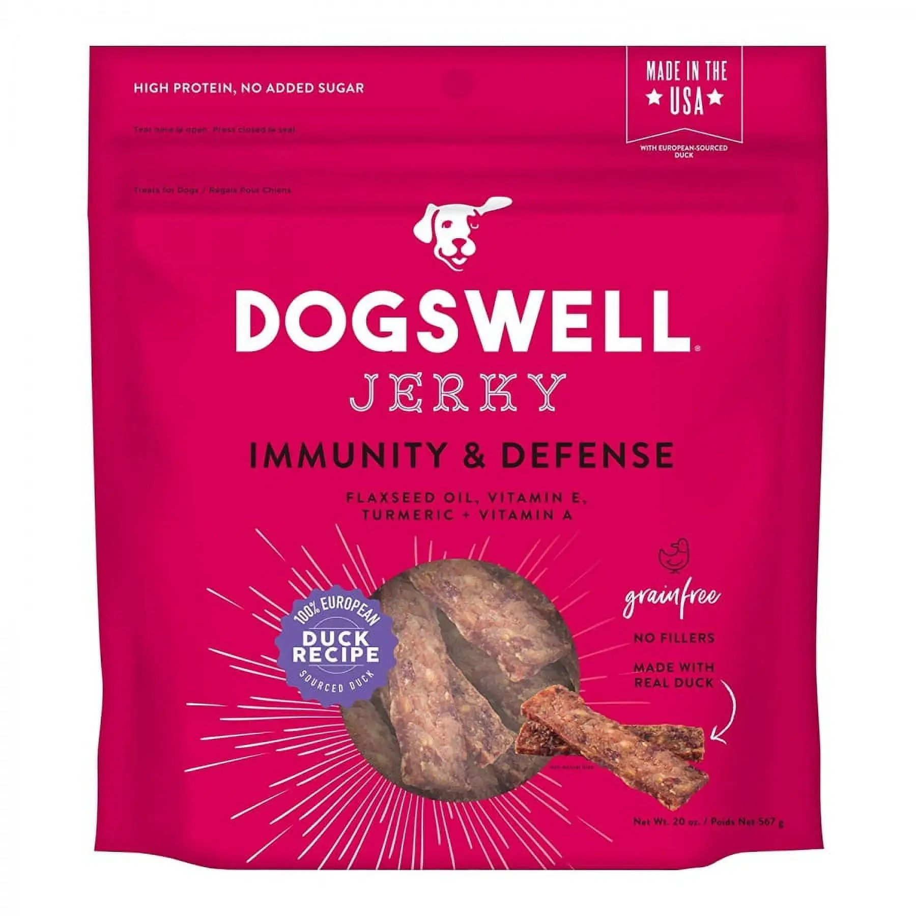 Dogswell Jerky Immunity & Defense Dog Treats - Duck 20 oz