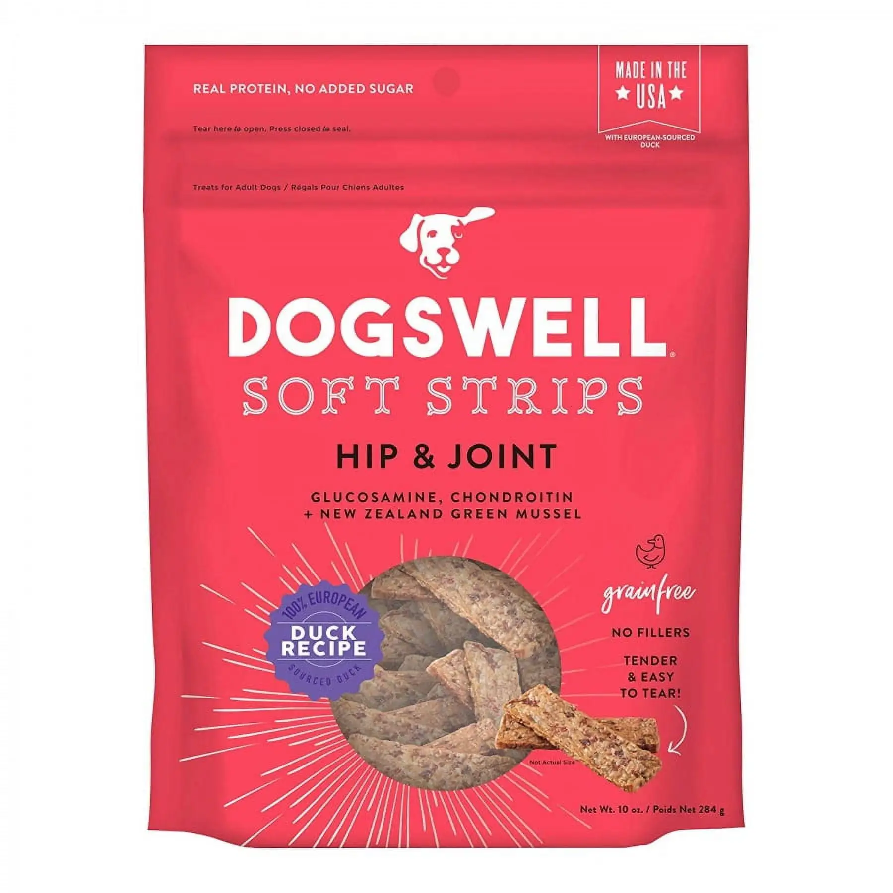 Dogswell Soft Strips Hip & Joint Dog Treats - Duck