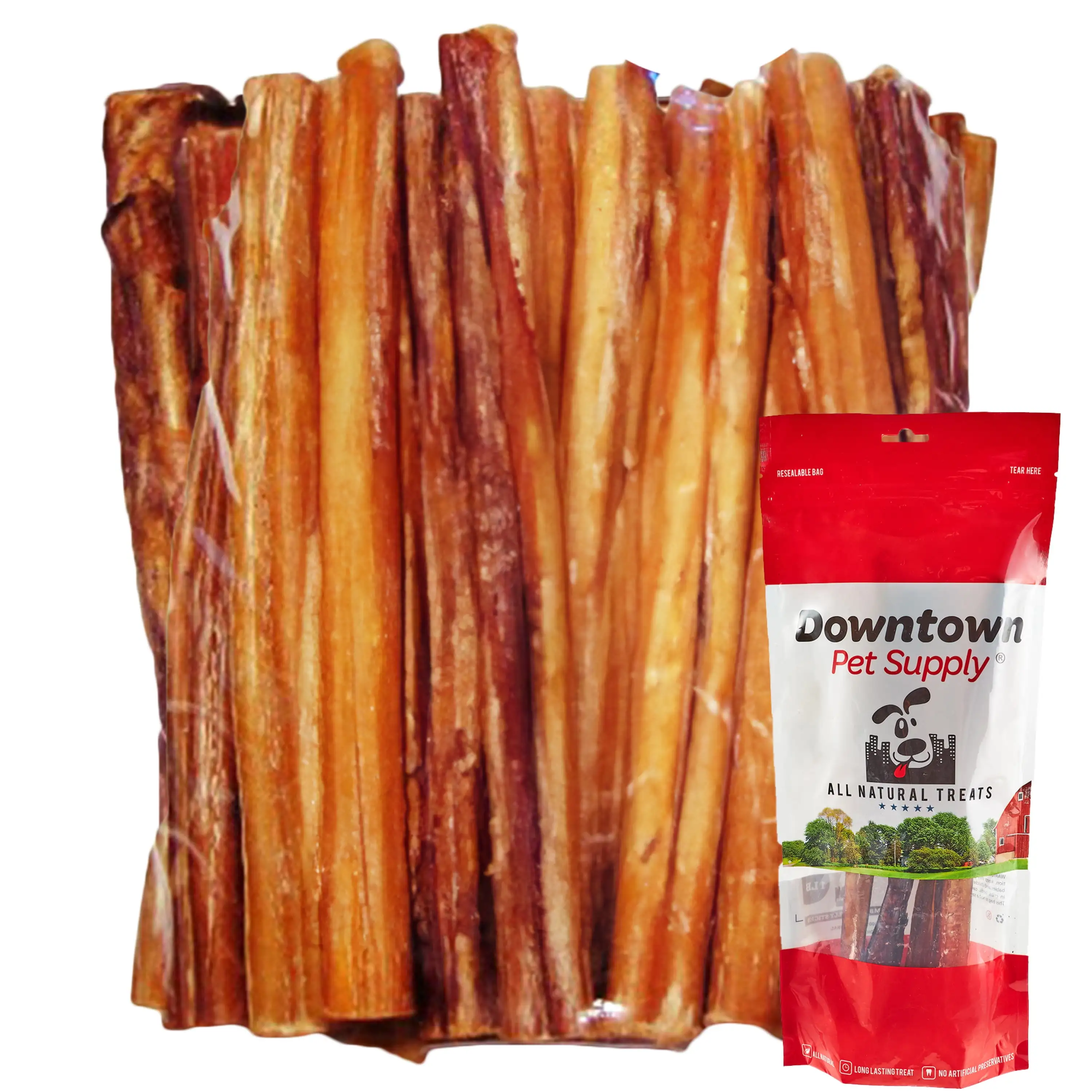 Downtown Pet Supply Bully Sticks For Dogs Rawhide Free Dog Chews 4 Pack