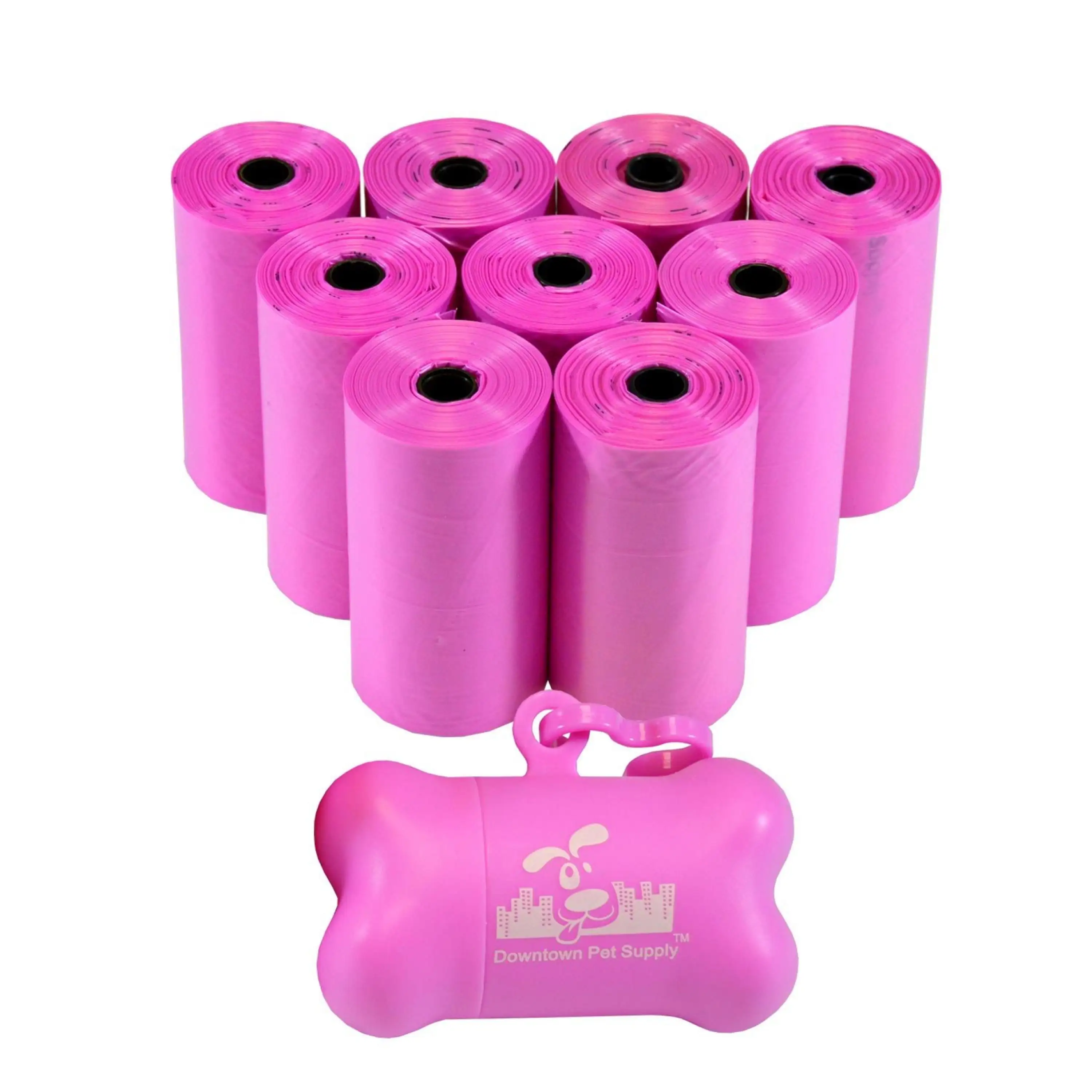 Downtown Pet Supply Dog Poop Bags with Free Poop Bag Holder. Pink. 180 Ct