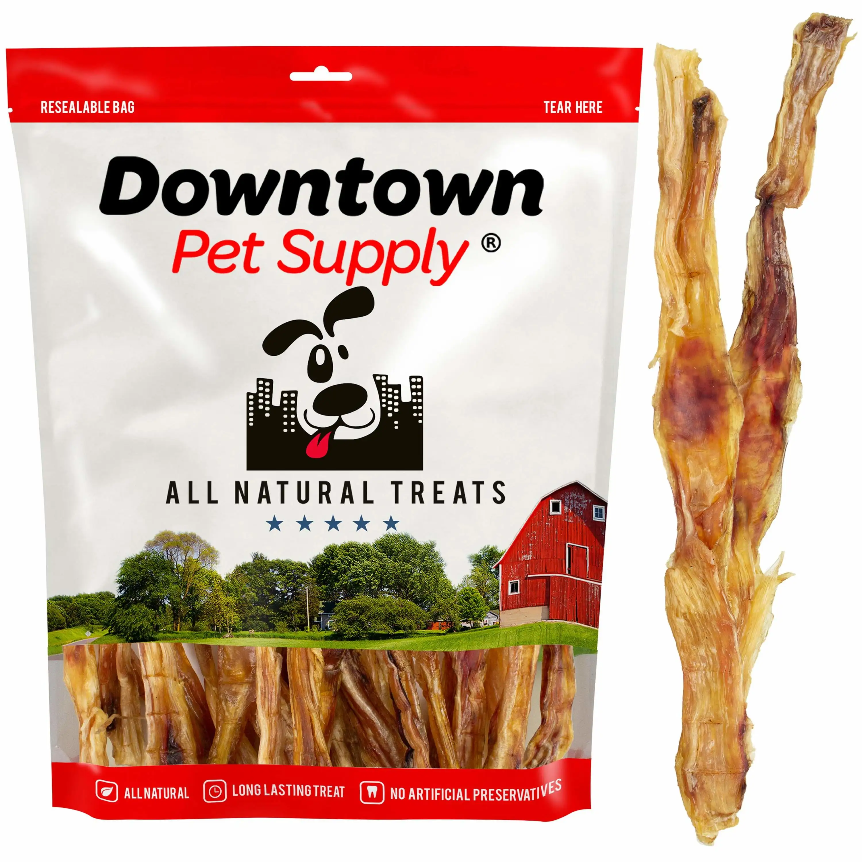 Downtown Pet Supply Dog Treats Beef Tendons Dog Chews 9-12 Long. 5 Pack