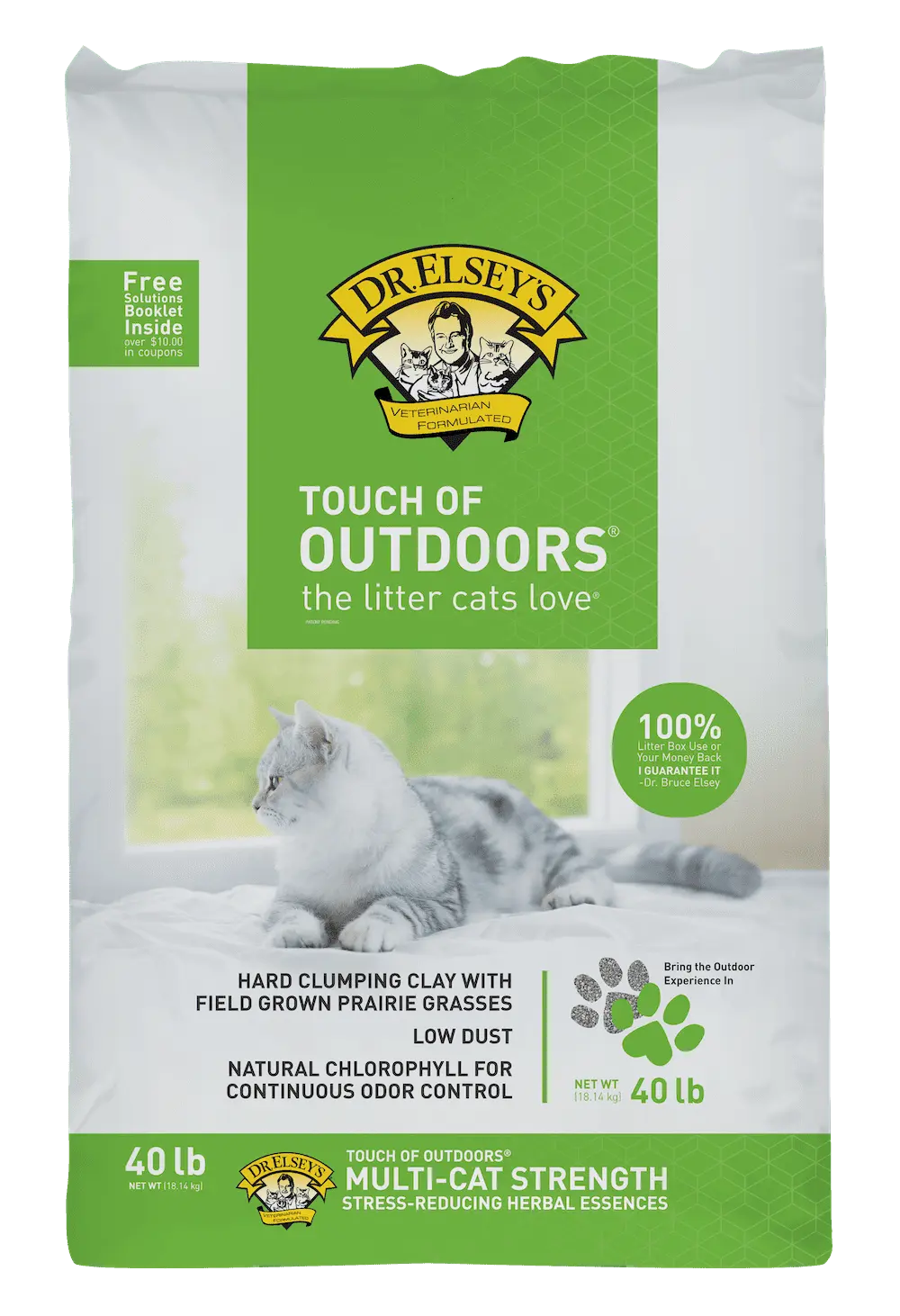 Dr. Elsey's Precious Cat Touch of Outdoors Clumping Clay Cat Litter. 40lb Bag