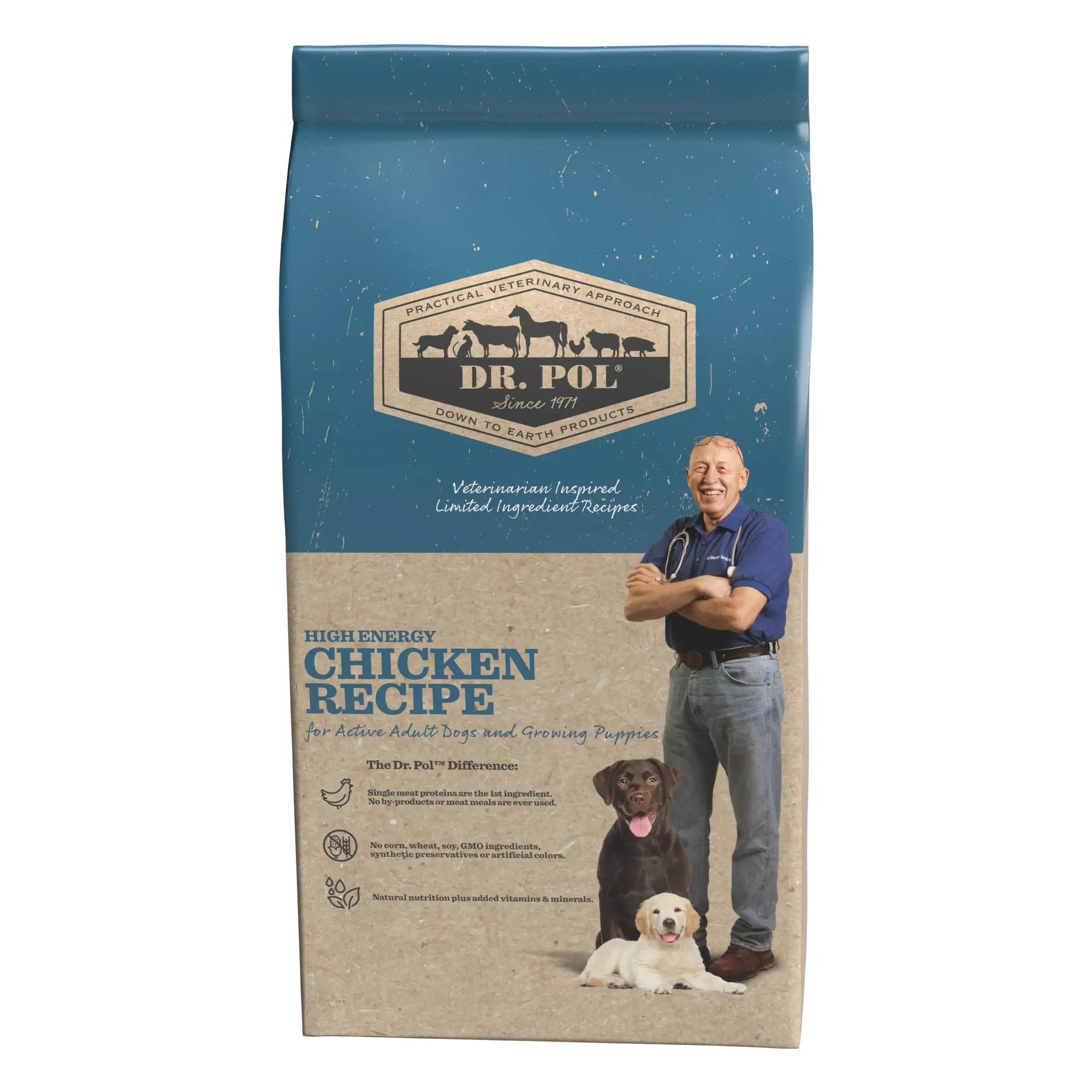 Dr. Pol High Energy Limited Ingredient Chicken Recipe Dry Dog and Puppy Food. 24 lb. Bag