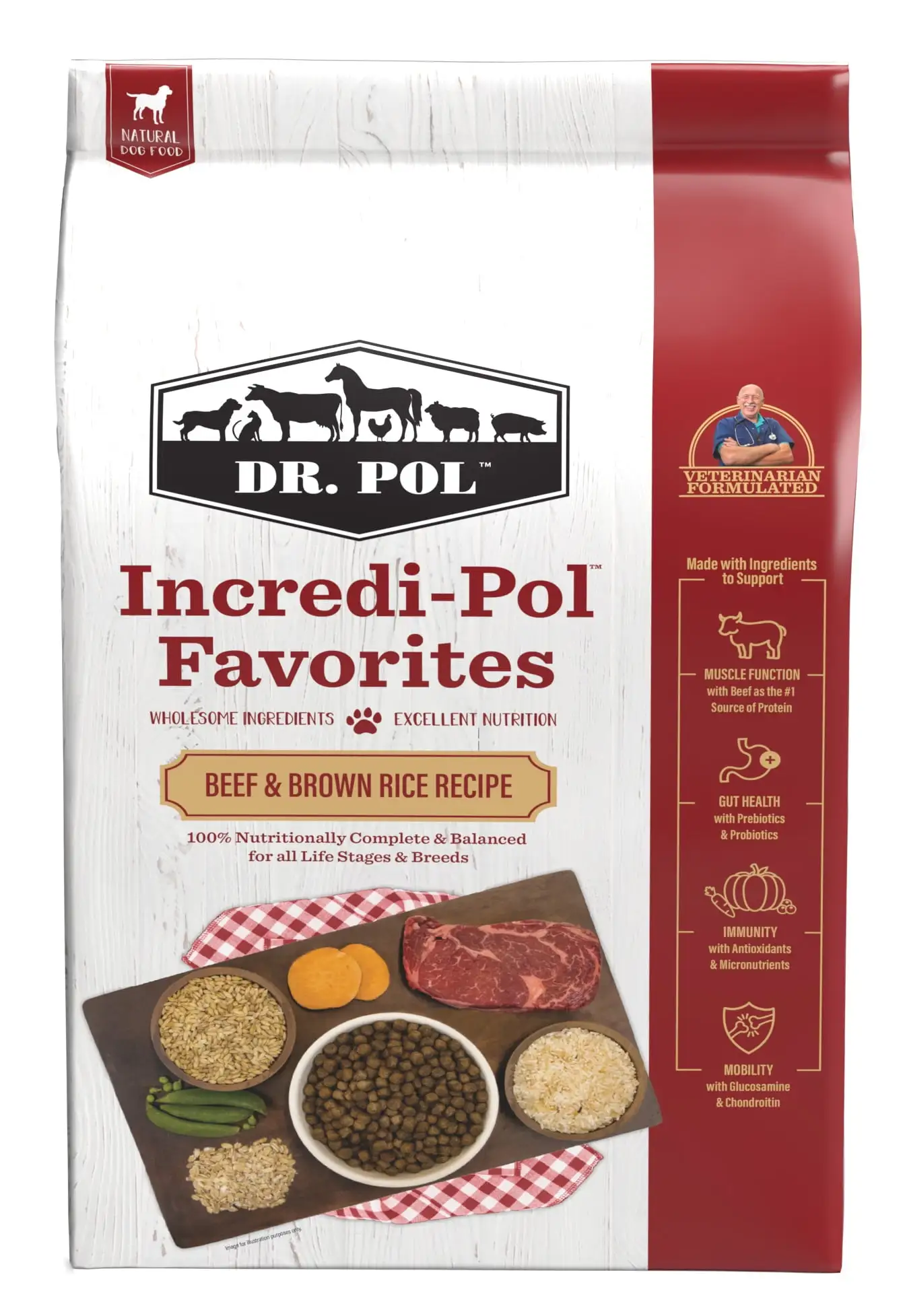 Dr. Pol Incredi-Pol Favorites Beef and Brown Rice Recipe Dog Food - 24lb