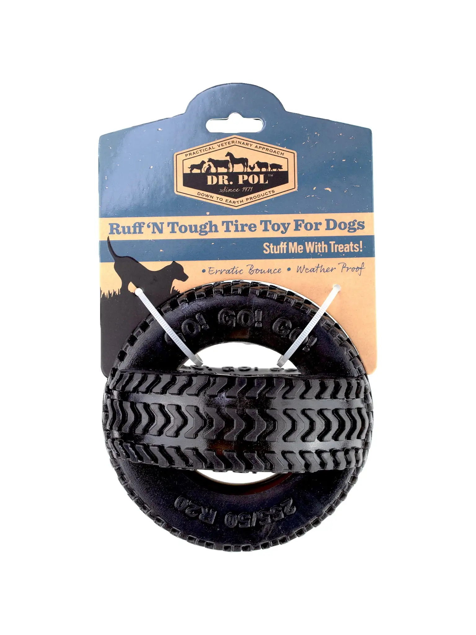 Dr. Pol TPR Thread Tire Fetch & Chew Dog Toy -Black 4.5