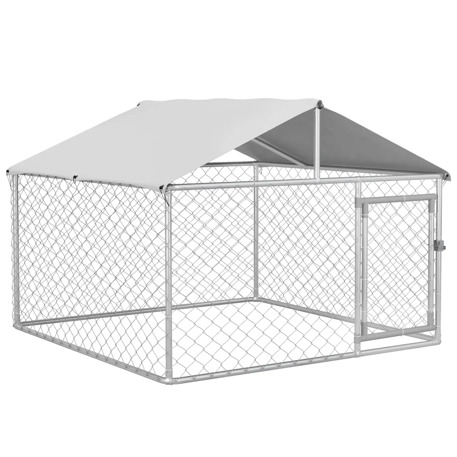 DremFaryoyo PawHut Large Dog Kennel Outside Heavy Duty Dog Cage with Waterproof Cover Outdoor Fence Dog Run with Galvanized Chain Link Secure Lock 6.6' x 6.6' x 4.9'