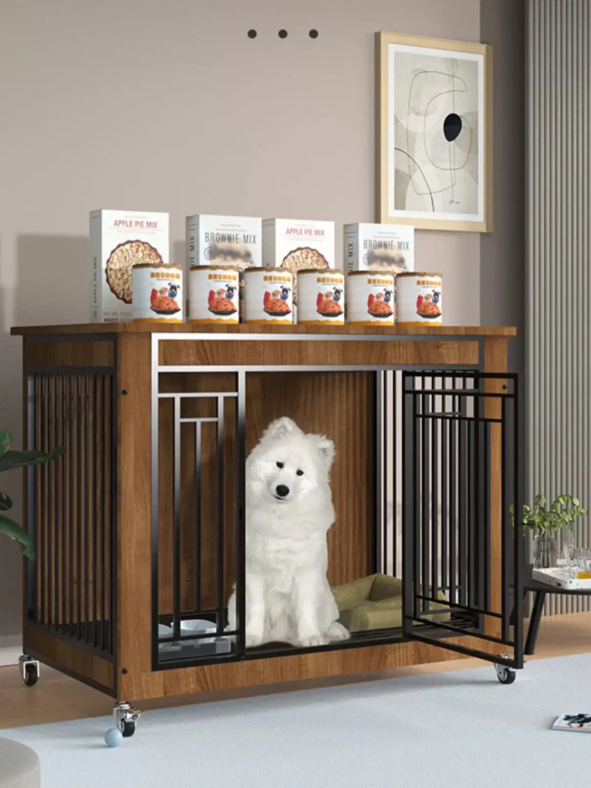 DremFaryoyo SMGL-HHT-98 Wooden Pet Cage Household Kennel Dog Cage Small Dog Medium-sized Dog Indoor With Toilet