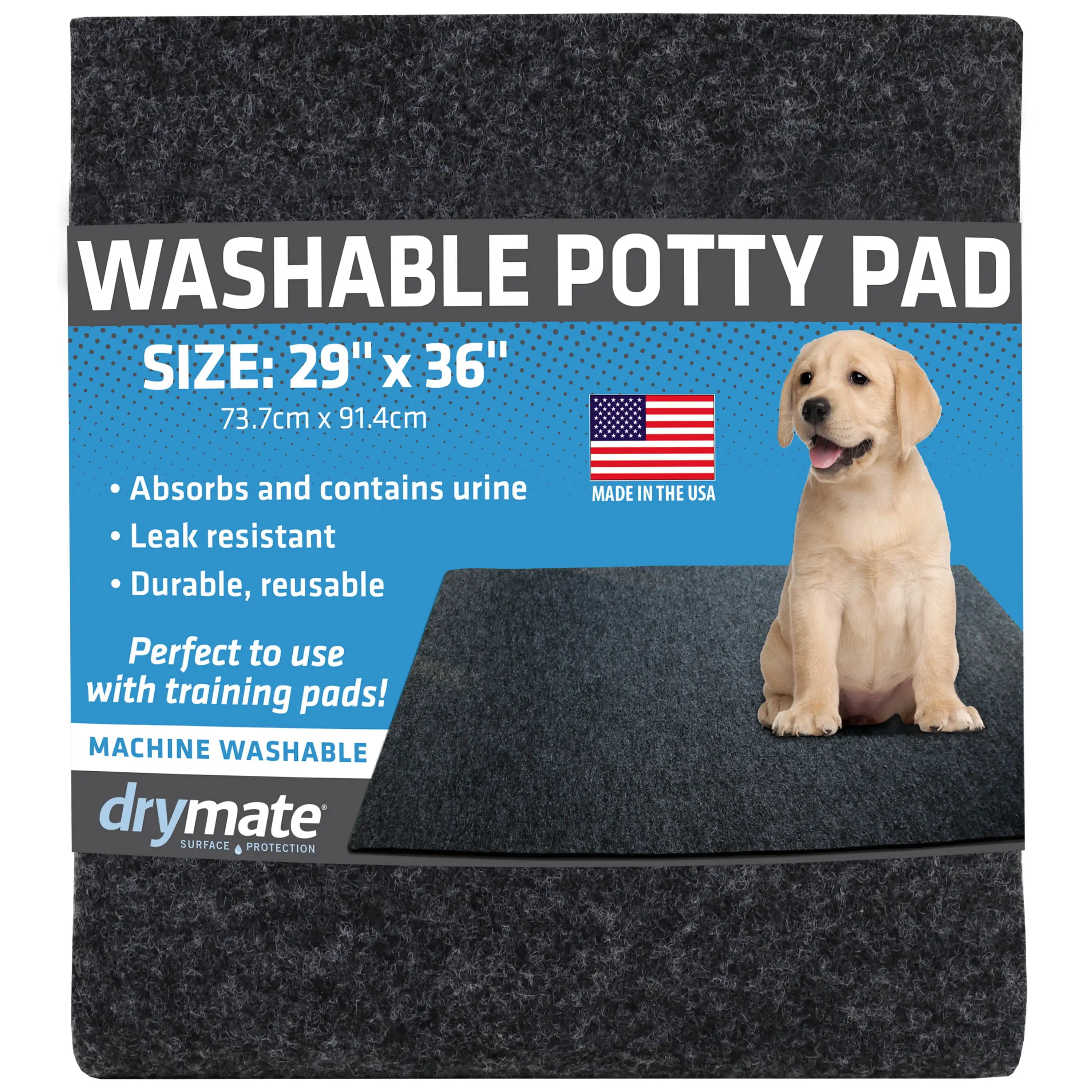 Drymate Washable Potty Pad. Training Mat to Contain Liquids - For Dogs. Cats. and all other animals.