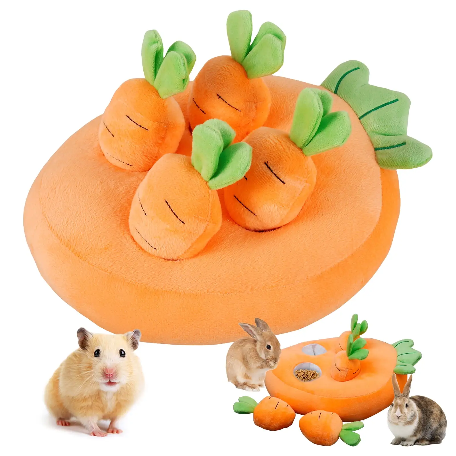 Duety Pet Carrot Garden Toy for Rabbits Dogs Interactive Carrot Snuffle Mat Cute Carrot Enrichment Toys Carrot Shape Rabbit Foraging Toys Carrot Dog Toy Detachable Carrots for Pets