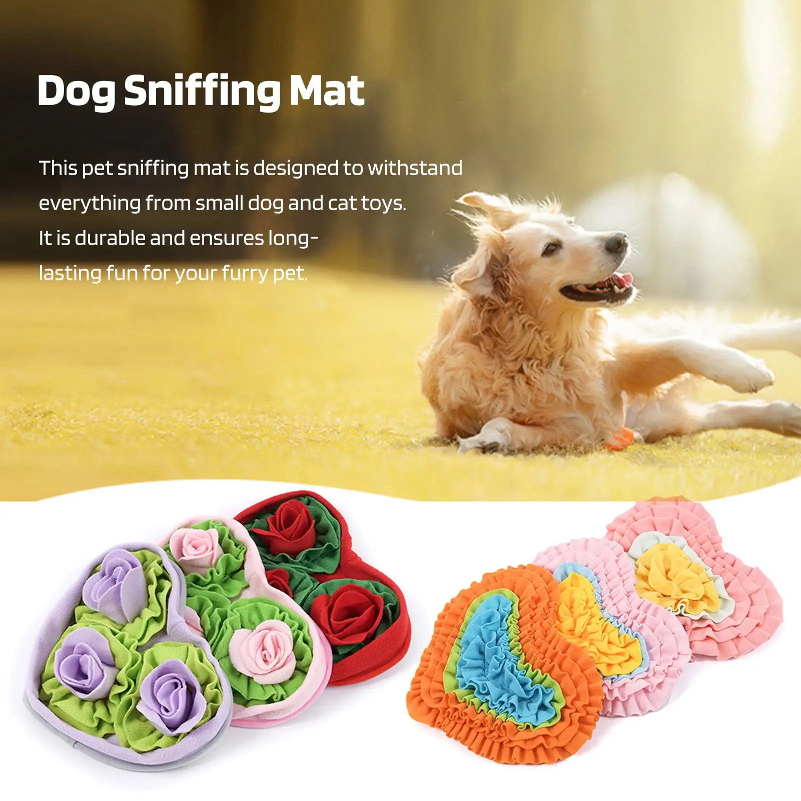 Dujiujun Interactive Snuffle Mat Pet Dog Lick Mat Slow Feeding Mental Stimulation Sniffing Mat Heart Rose Flower Shape Interactive Dog Puzzle Toy