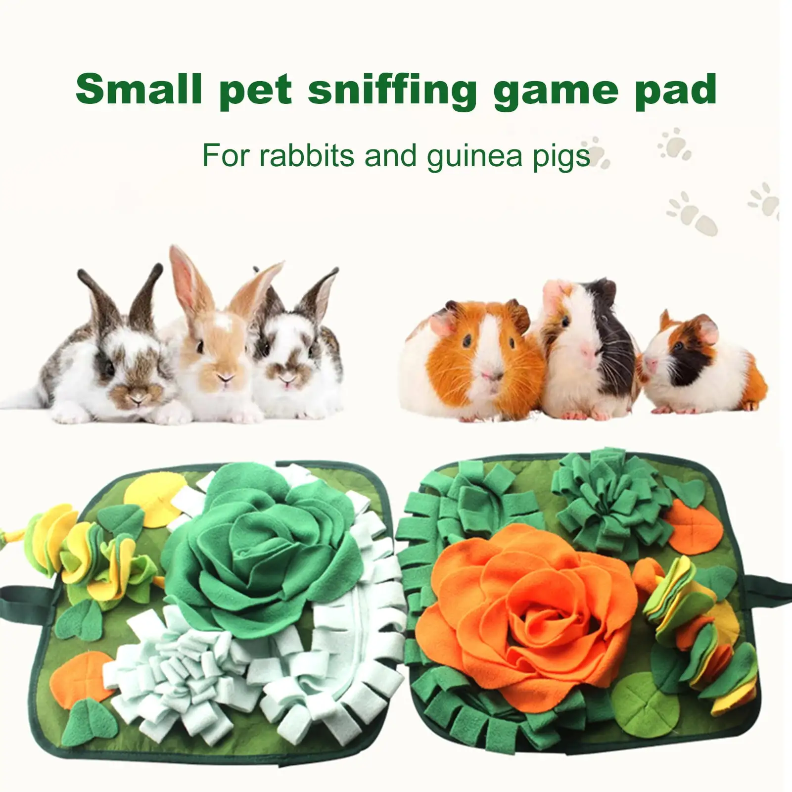 Dujiujun Pet Sniffing Pad Interactive Guinea Pigs Snuffle Mat Slow Feeding Rabbits Foraging Mat Small Pet Supplies