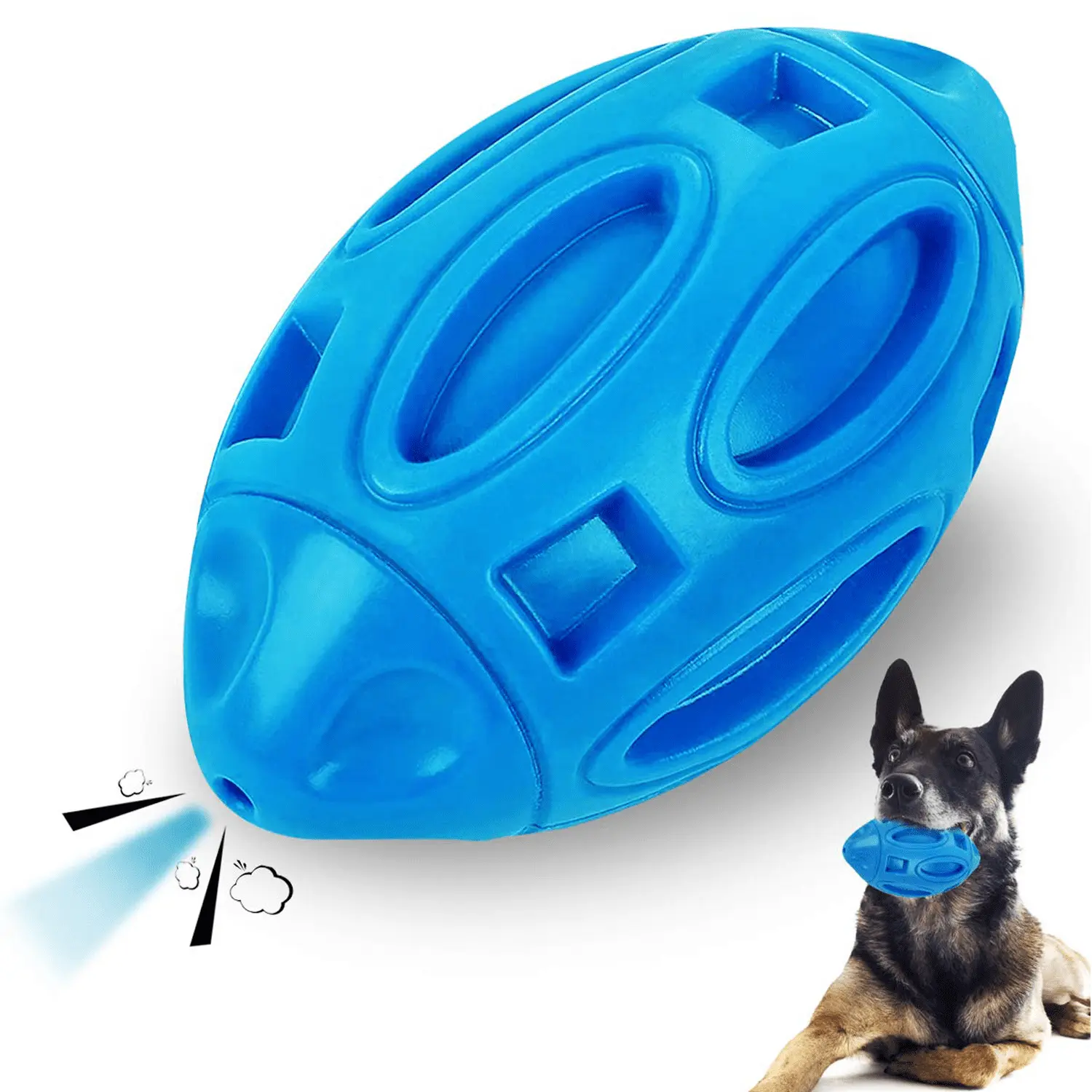 Durable Dog Squeaky Toys for Aggressive Chewers Almost Indestructible.Durable Rubber Dog Squeak Toy. Tough Pet Toy for Medium and Large Breed (Dark Blue)