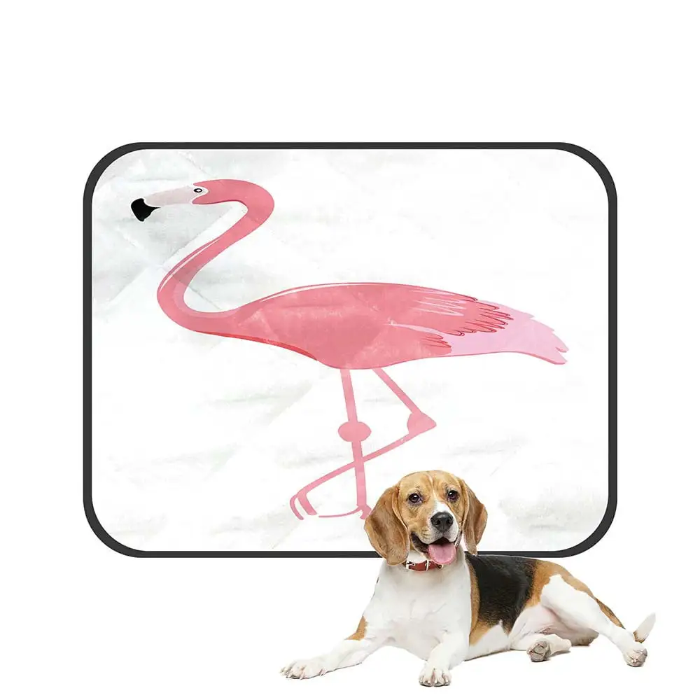 ECZJNT Cute Pink Flamingo Icon Pet Dog Cat Bed Pee Pads Mat Cushion Potty Dogsblankets Crate Bed Kennel 14x18 inch