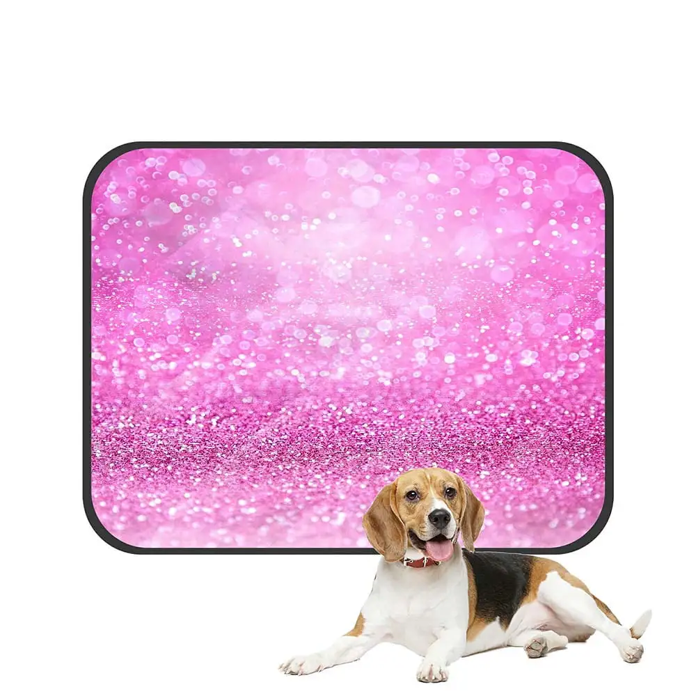 ECZJNT Pink Glitter Confetti Sparkle Girl Princess Happy Birthday Party Pet Dog Cat Bed Pee Pads Mat Cushion Potty Dogsblankets Crate Bed Kennel 14x18 inch