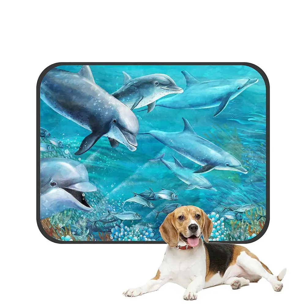 ECZJNT The Coral Reef For The Children Pet Dog Cat Bed Pee Pads Mat Cushion Potty Dogs Blankets Crate Bed Kennel 14x18 inch