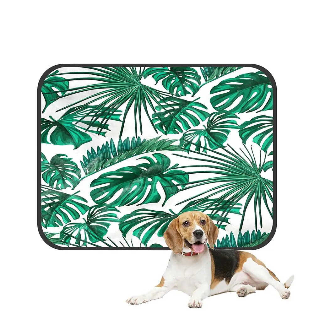 ECZJNT Tropical Palm Leaves Pet Dog Cat Bed Pee Pads Mat Cushion Potty Dogsblankets Crate Bed Kennel 14x18 inch