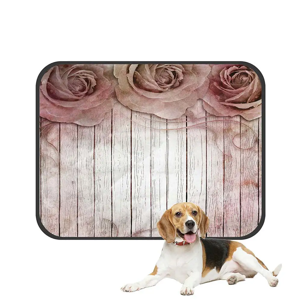 ECZJNT Wooden Roses Pet Dog Cat Bed Pee Pads Mat Cushion Potty Dogsblankets Crate Bed Kennel 14x18 inch