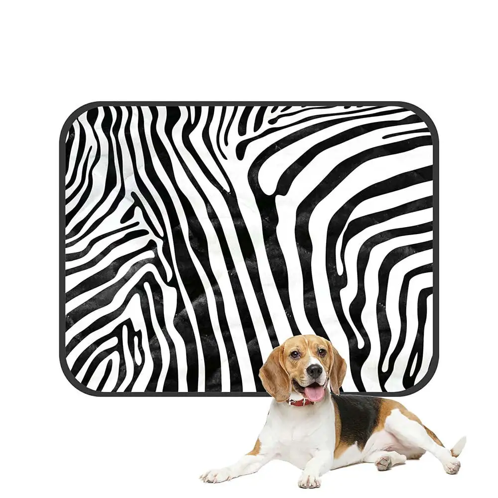 ECZJNT Zebra Pet Dog Cat Bed Pee Pads Mat Cushion Potty Dogsblankets Crate Bed Kennel 14x18 inch