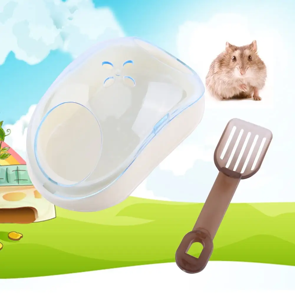 EECOO Pet Hamster Bathroom Litter Rat Mouse Bath Sand Sauna Toilet Washroom Box With Shovel Pet Toilet Pet Litter