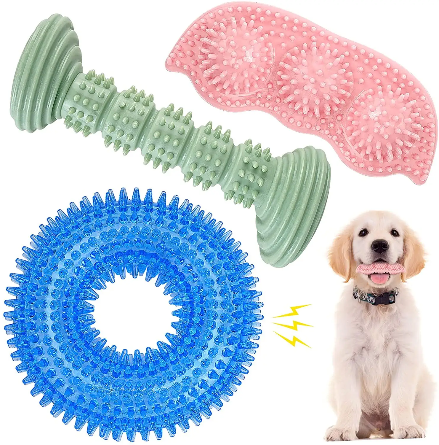 ENZZROA Dog Chew Toys for Puppy Teething. 3Pack 2-8 Months Puppies Teething Toys Soft & Durable Puppy Toys for Cleaning Teeth and Protects Oral Health Both Small Dogs & Medium Dog Suitable