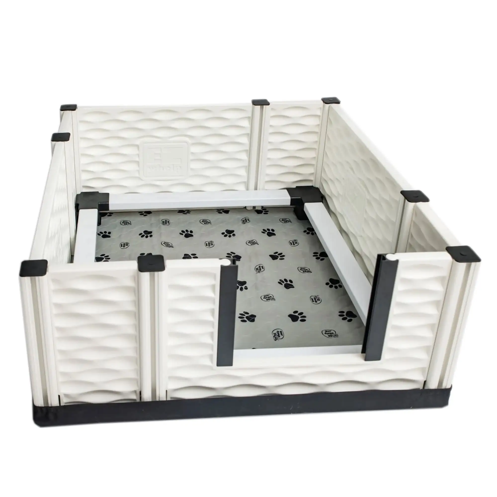 EZwhelp EZclassic 38x38 Puppy Whelping Box Playpen w/Rails & Liner. Gray