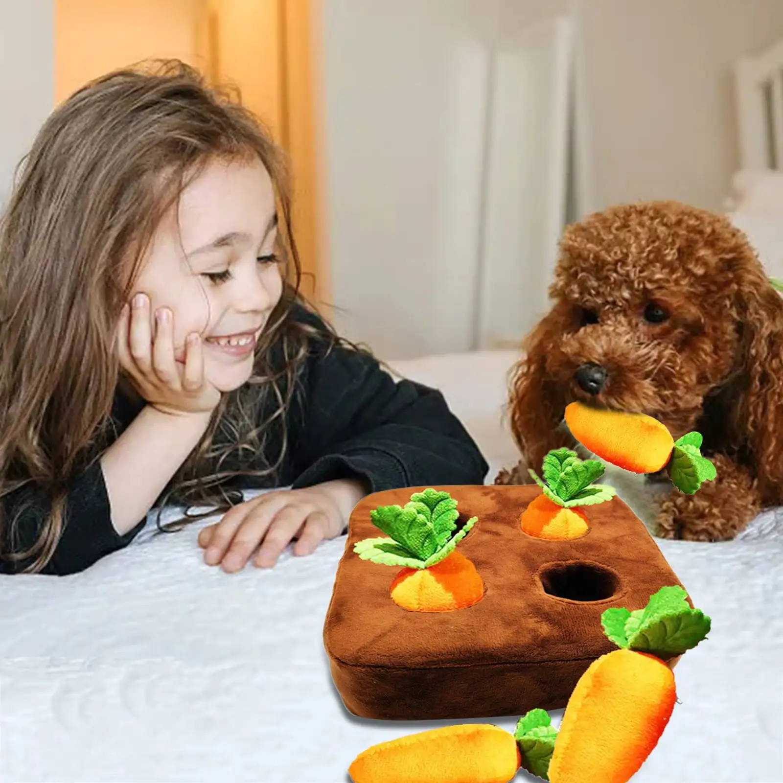 Easter Gift For Dog Or Partner With Kids Interactive Dog Toys Carrot Snuffle Mat For Dogs Plush Puzzle Toys 2 In 1 Non Slip Nosework Feed Games Pet Stress With 4 Carrots