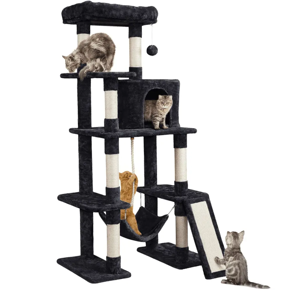 Easyfashion Multilevel 63inch Cat Tree Tower for Kitchens. Black