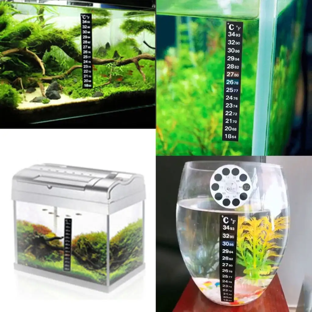 Eguiwyn thermometer Stick Strip Digital Aquarium Theremometer Fish Adhesive Tank Water On LCD Window Hygrometer Black