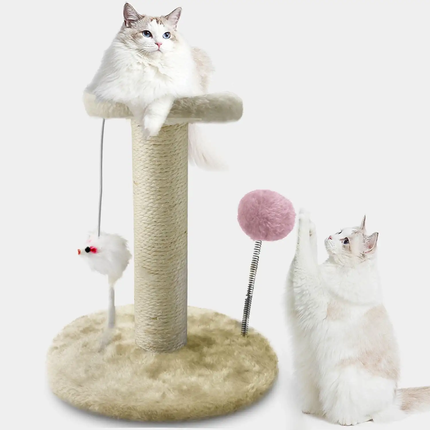 Elegant Choise Cat Tree Scratcher Towers Toys with Ball Scratching Post 11. Beige