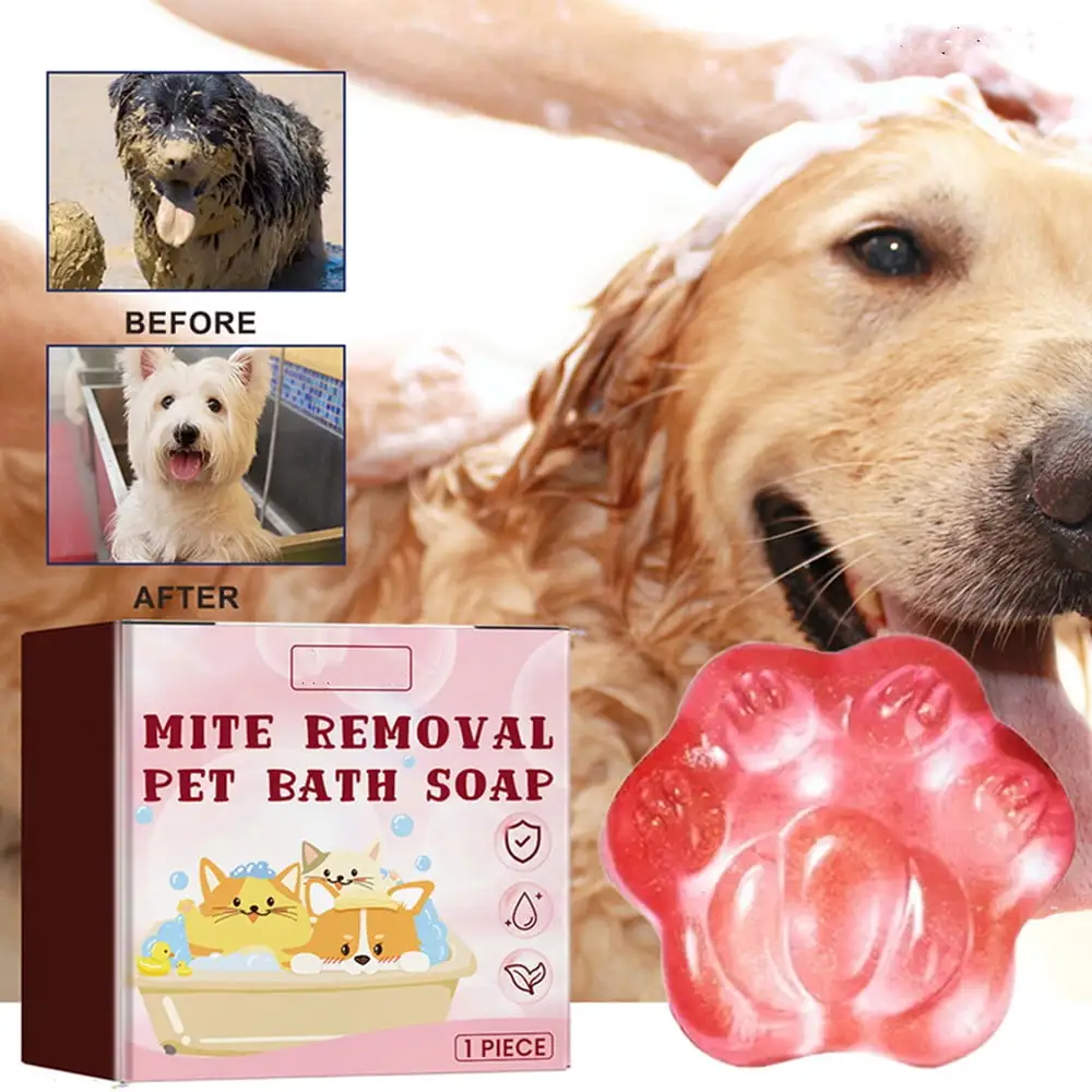 Eles Pet Soap Relieve Skin Itching For Dogs And Cats Soft Hair Care Pet Mite Removal Cleaning Soap