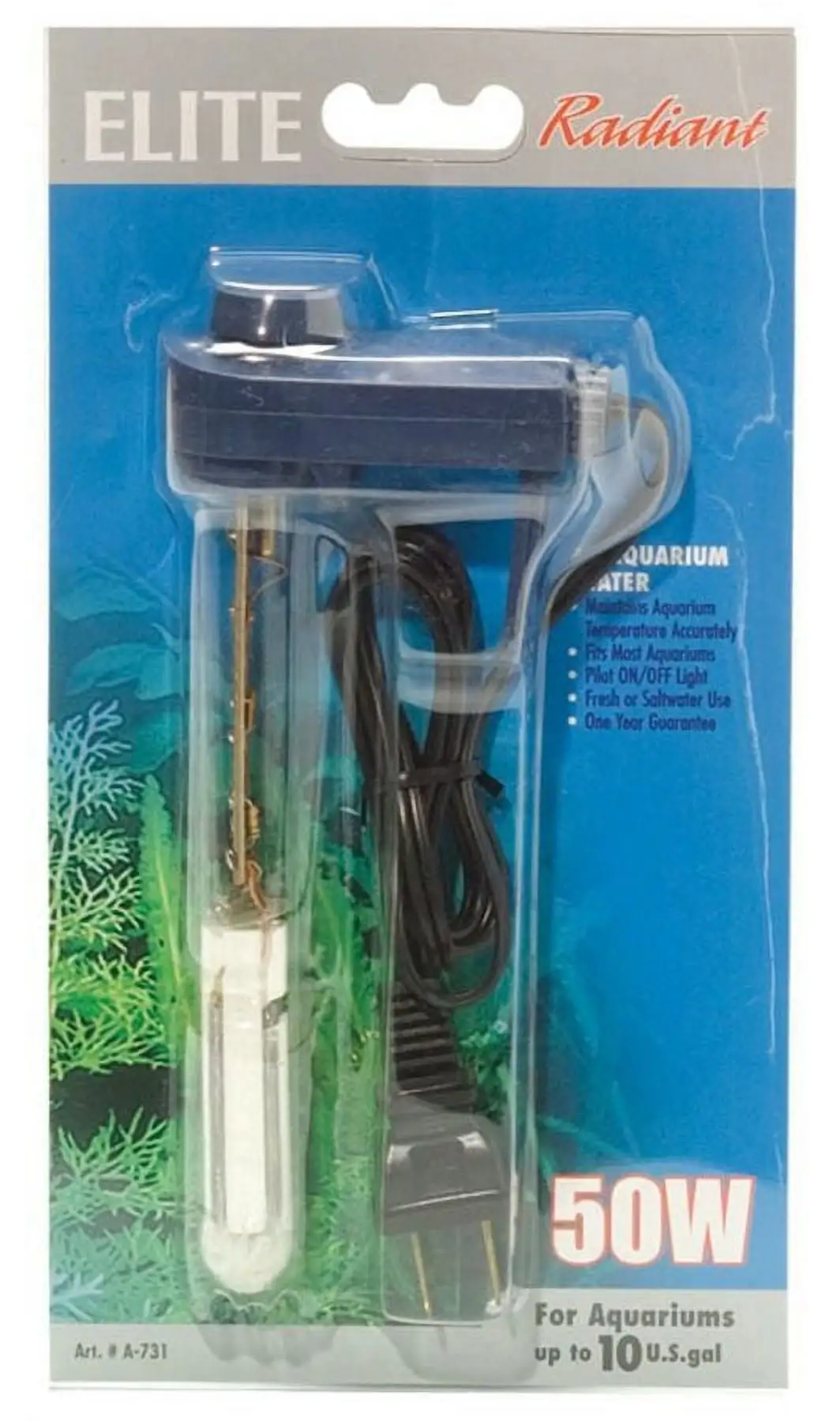 Elite Mini Thermostatic Aquarium Heater. 50-Watt