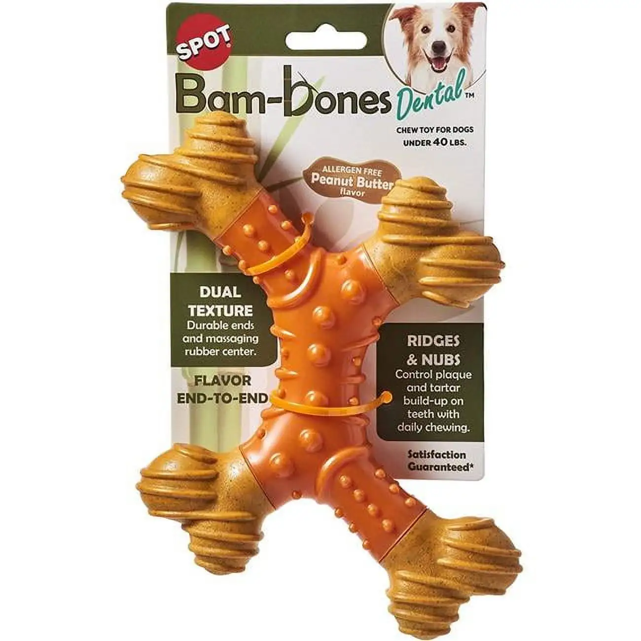 Ethical Dog 54629 8 in. Spot Bambone Peanut Butter Dental X Bone for Dog