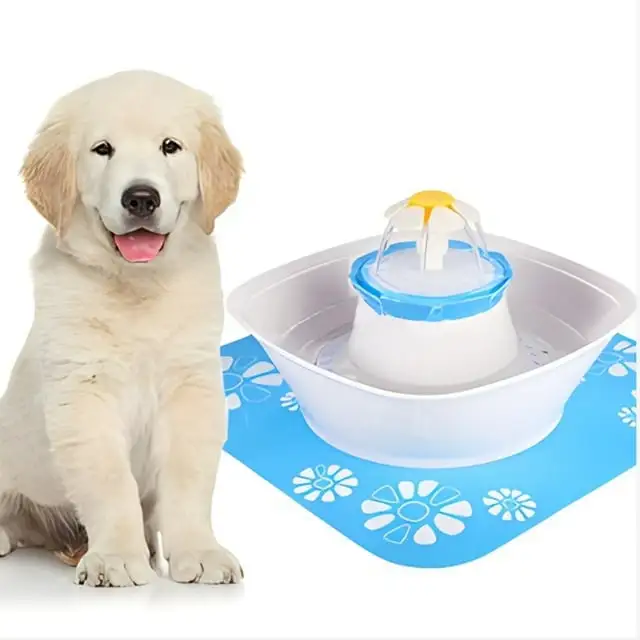 Eurhowing Pet Fountain LED 84oz/2.5L Automatic Cat Water Fountain Dog Water Dispenser with 1 Silicone Mat for Cats Dogs Multiple Pets