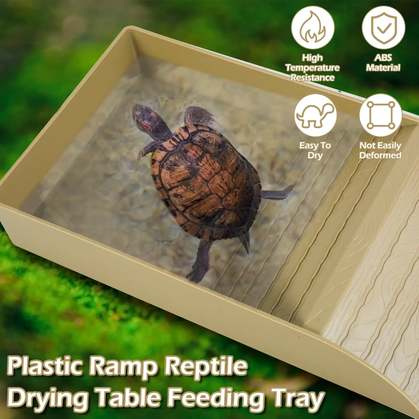 Evjurcn Tortoise Food Dish Reptile Water Food Bowls with Anti-Slip Ramp Reptile Water Dish Reusable Turtle Reptile Pool Tortoise Habitat Accessories for Turtles Horned Frogs and Lizards