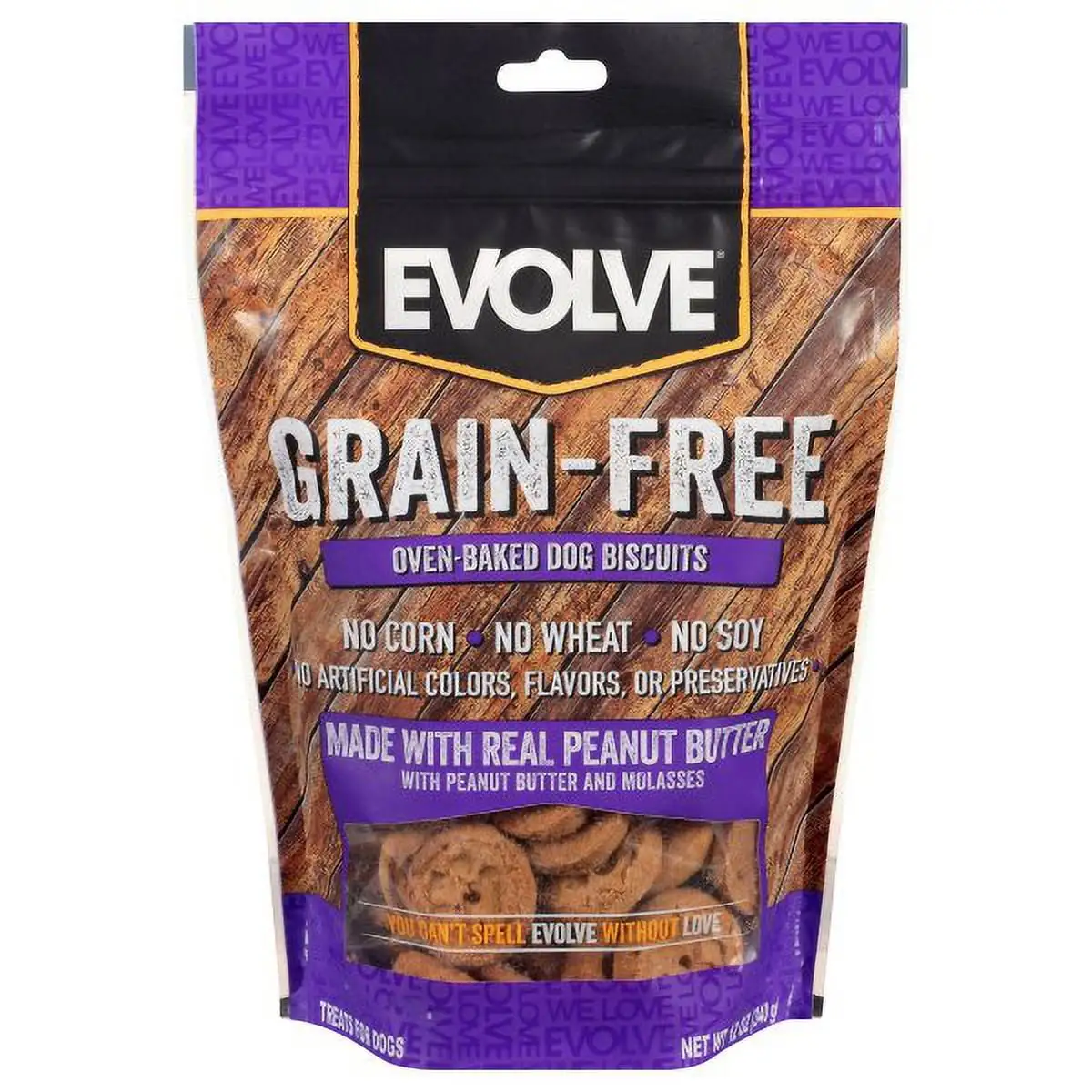 Evolve Grain Free Oven Baked Dog Biscuits Peanut Butter Biscuit Dog Treats