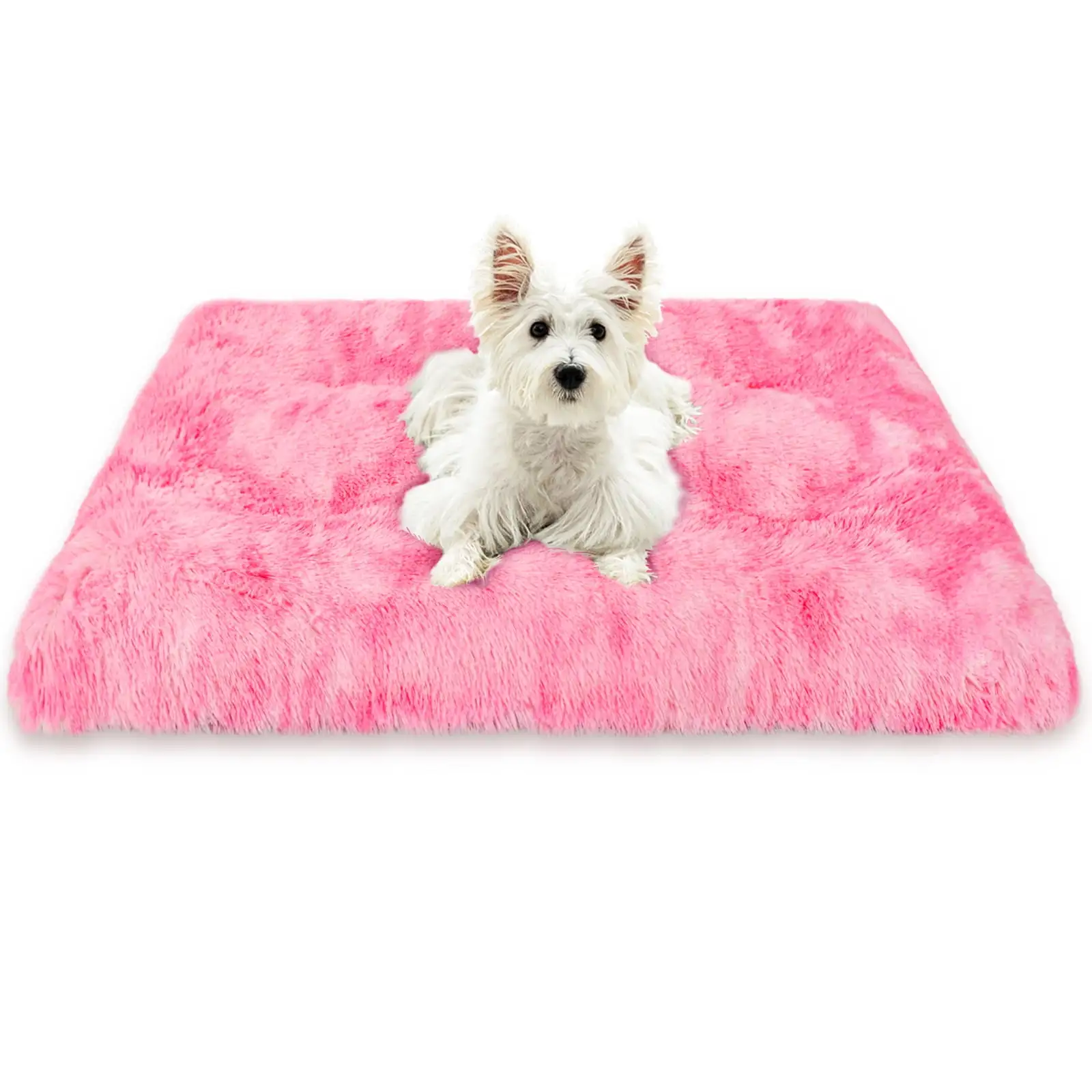 Exclusivo Mecla Soft Plush Dog Bed Crate Mat for Small Dogs (26*20*4 in). Faux Fur Fluffy Dog Pet Cat Kennel Pad with Anti-Slip Bottom. Machine Washable Gradient Pink