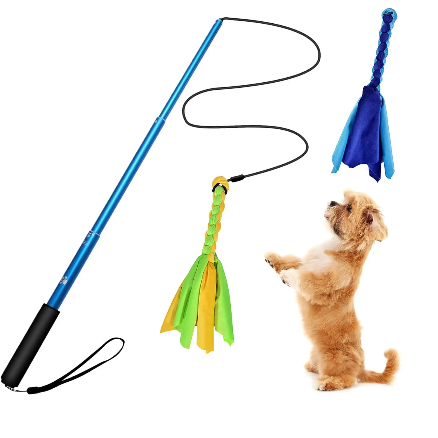 Extendable Dog Flirt Pole iMounTEK Interactive Dog Rope Toy w/ Lure Chewing Toy for Exercise Training Black