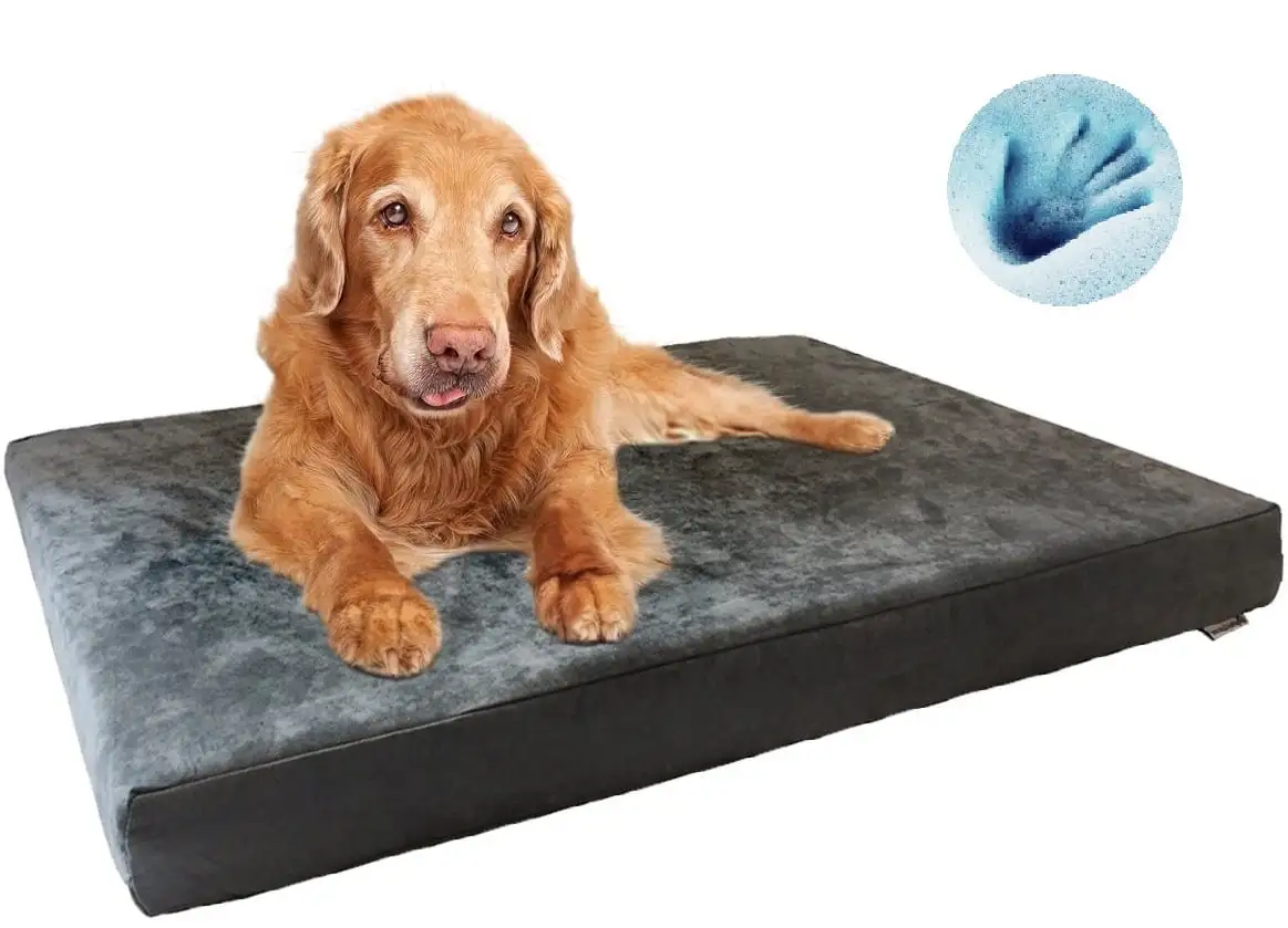 Extra Large Orthopedic Waterproof Memory Foam Dog Bed for Medium to Large Pet 47X29X4. Microsuede Gray Washable Cover