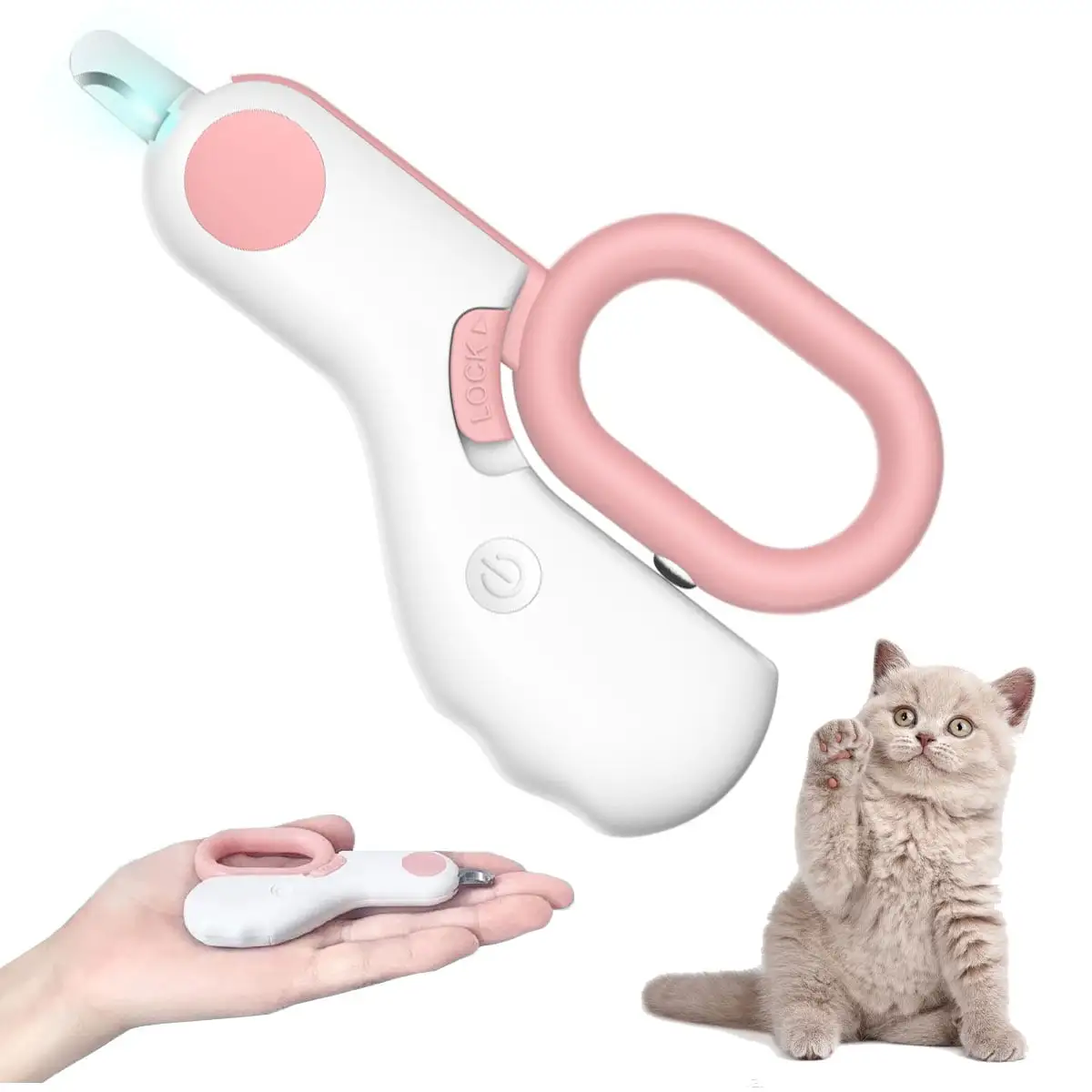 FACEGA Cat Nail Clipper with LED Light Safety Pet Nail Trimmers Cat Claw Clipper Scissors