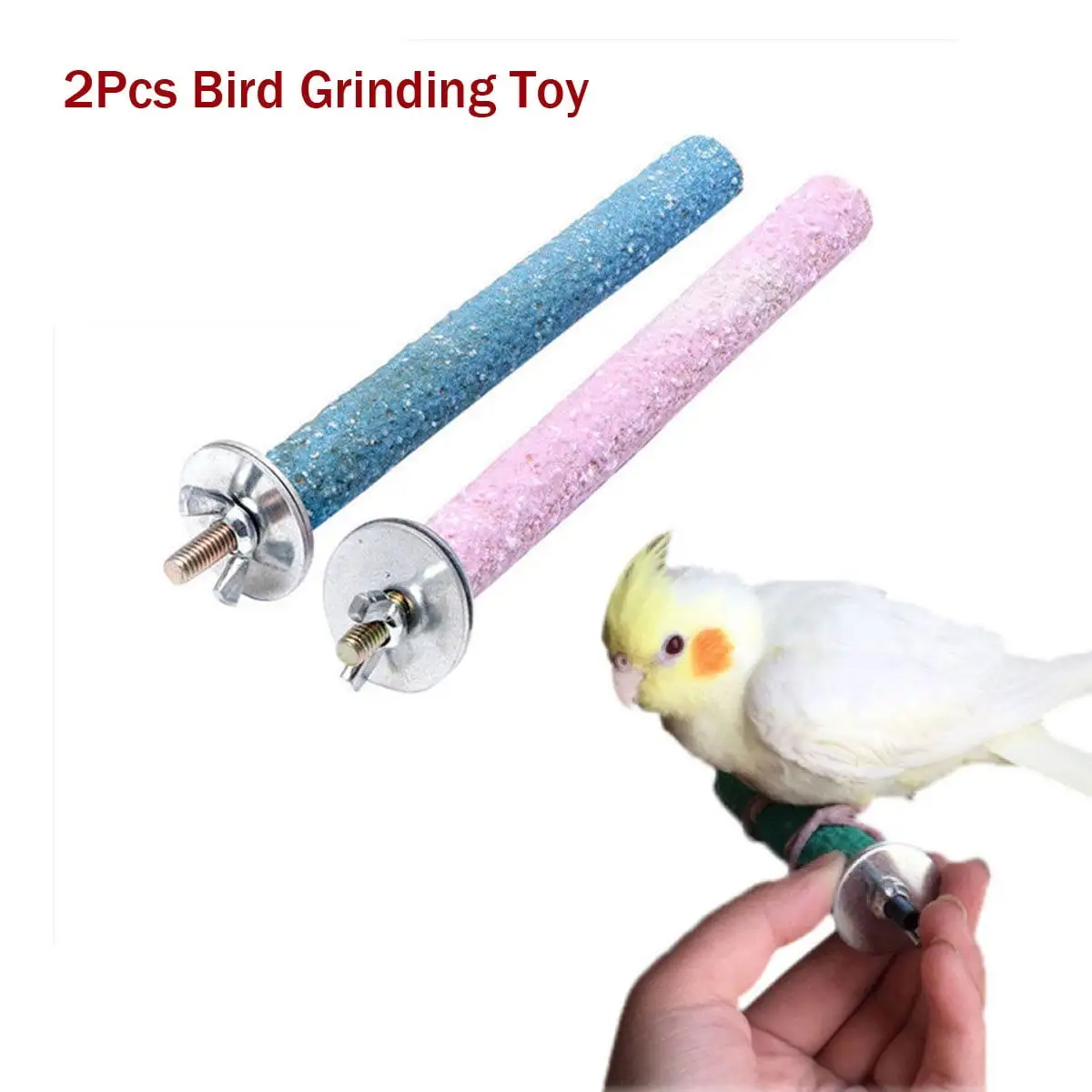 FACEGA Pet Enjoy 2Pcs Bird Perch Stand Toys.Wood Parrot Perch Stand Grinding Paw Stick.Bird Exercise Toys Cage Accessories for Budgies Parakeet Cockatiel