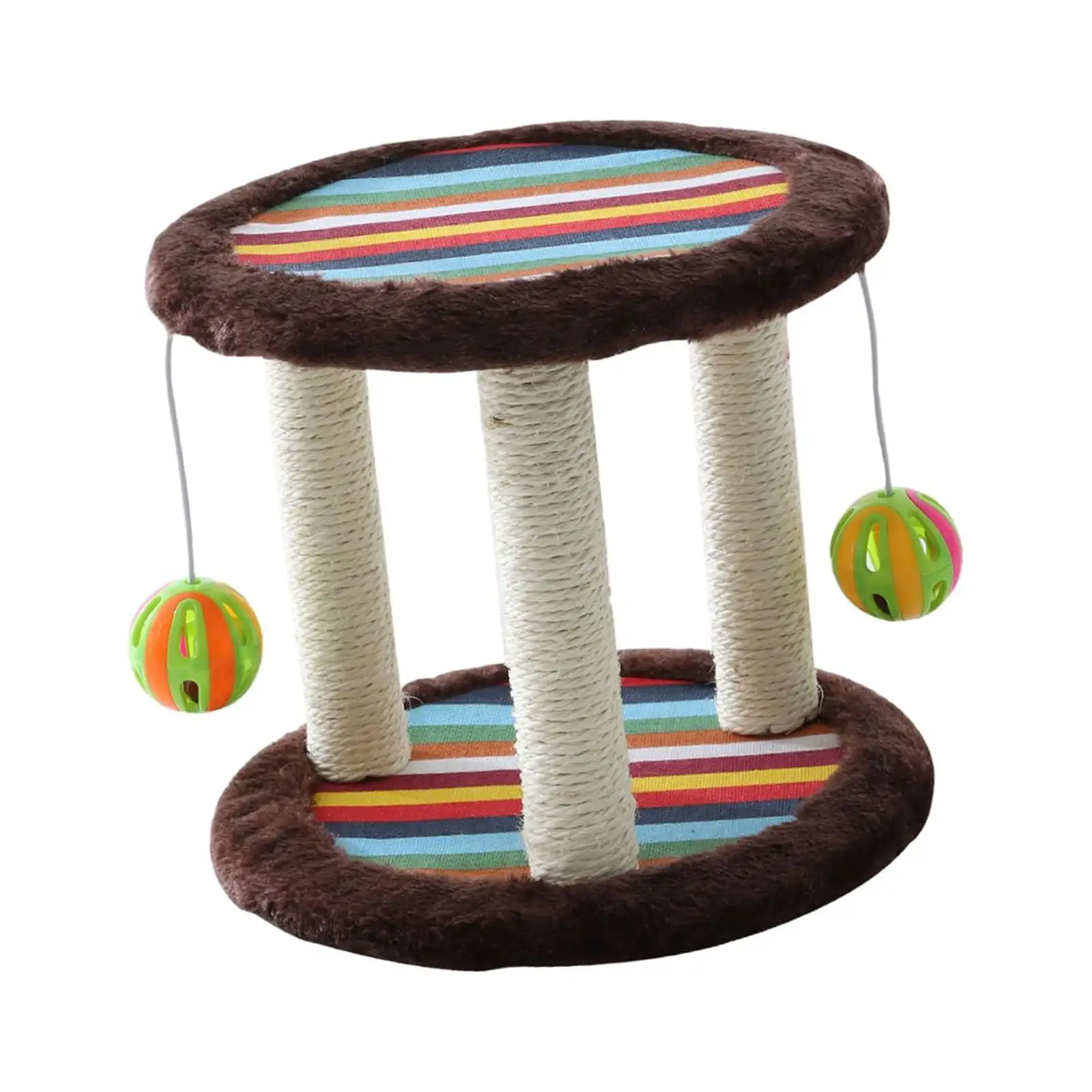 FITYLE Cat Scratch Post Kitten Scratch Perch with Hanging Balls. Platform with Carpeted Base. Sisal Cat Scratcher for Cats Supplies Brown