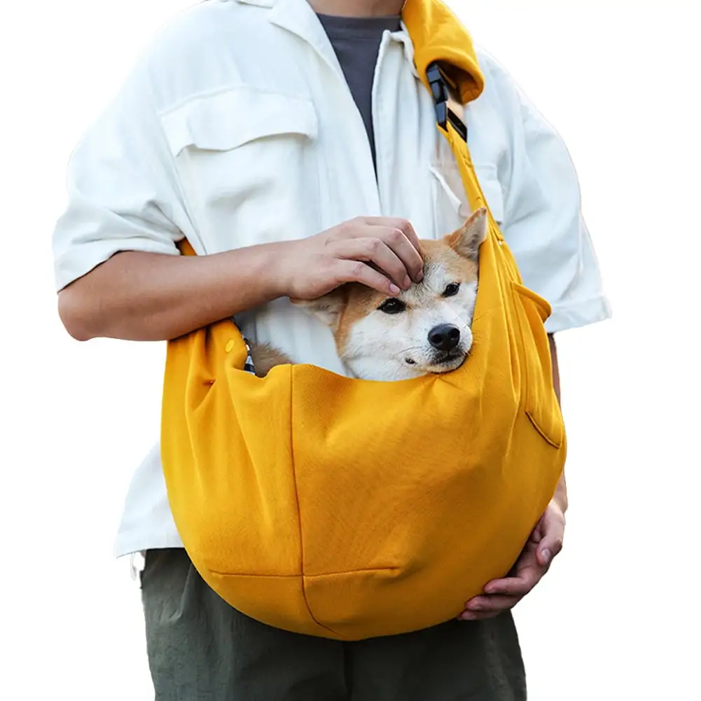 FLMEI Dog Sling Carrier for Small Dogs Soft-Sided Crossbody Puppy Carrying Purse Cat Bag Adjustable Shoulder Strap Pet Backpack 25.6*11.8*31.5in