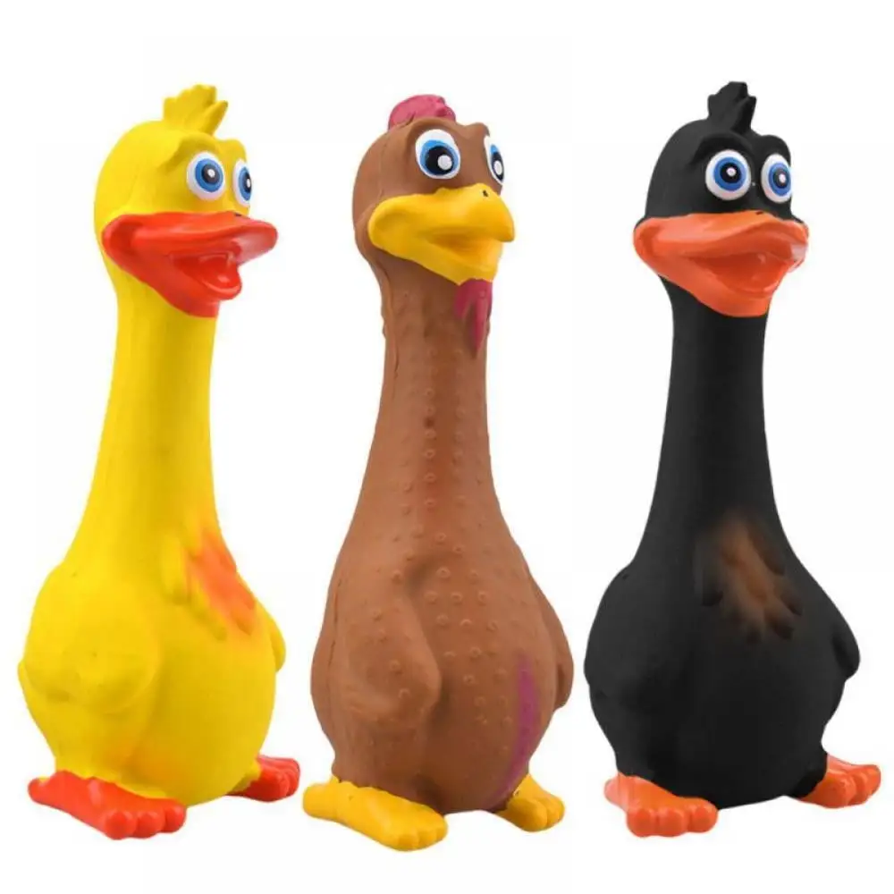 FNNMNNR 3 Packs Latex Rubber Chicken Duck Squeaky Dog Toys Interactive Funny and Non-Toxic Fetch Play Reduce Anxiety Small Medium Dogs