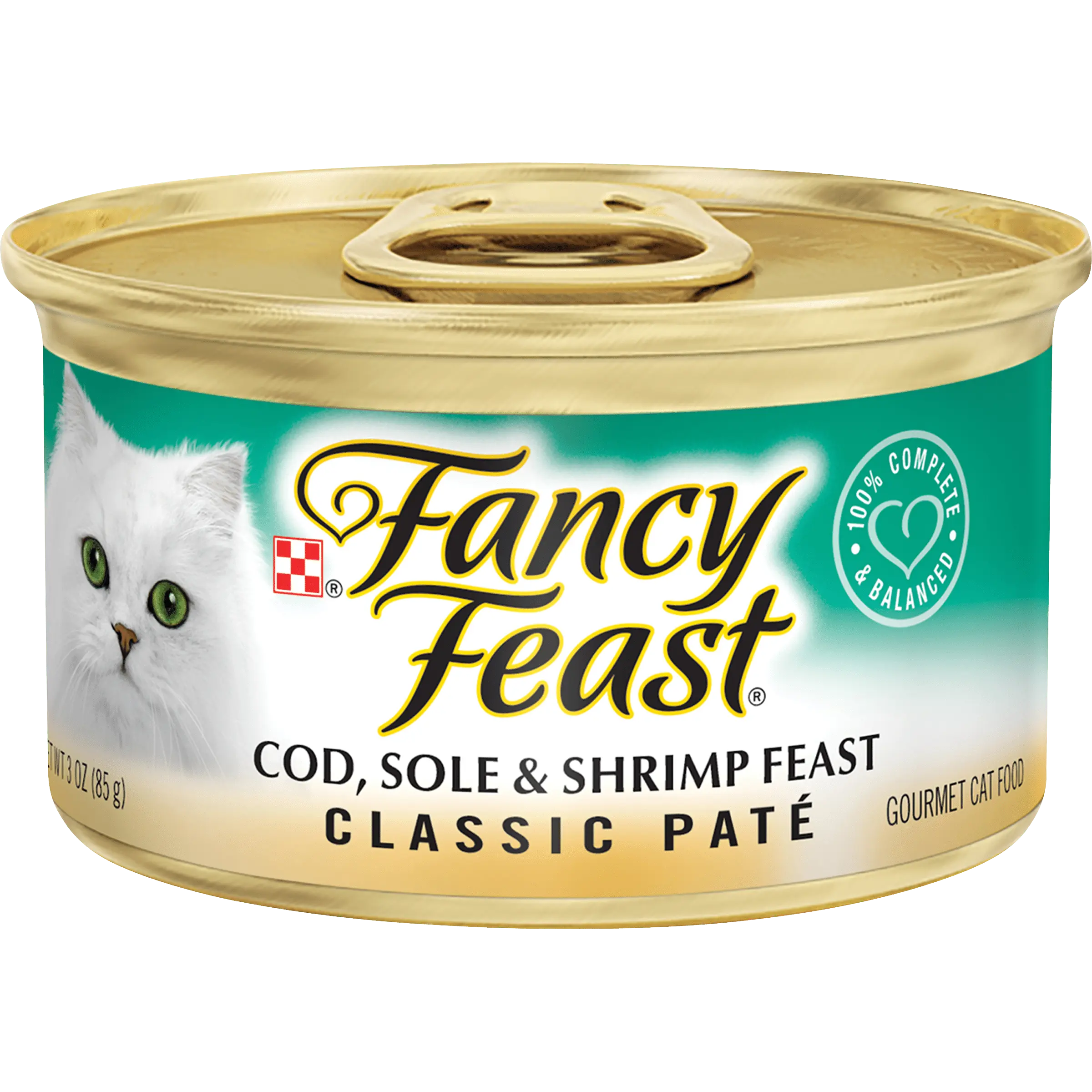 Fancy Feast Cod & Sole & Shrimp Pate Pate Wet Cat Food. 3 oz Can